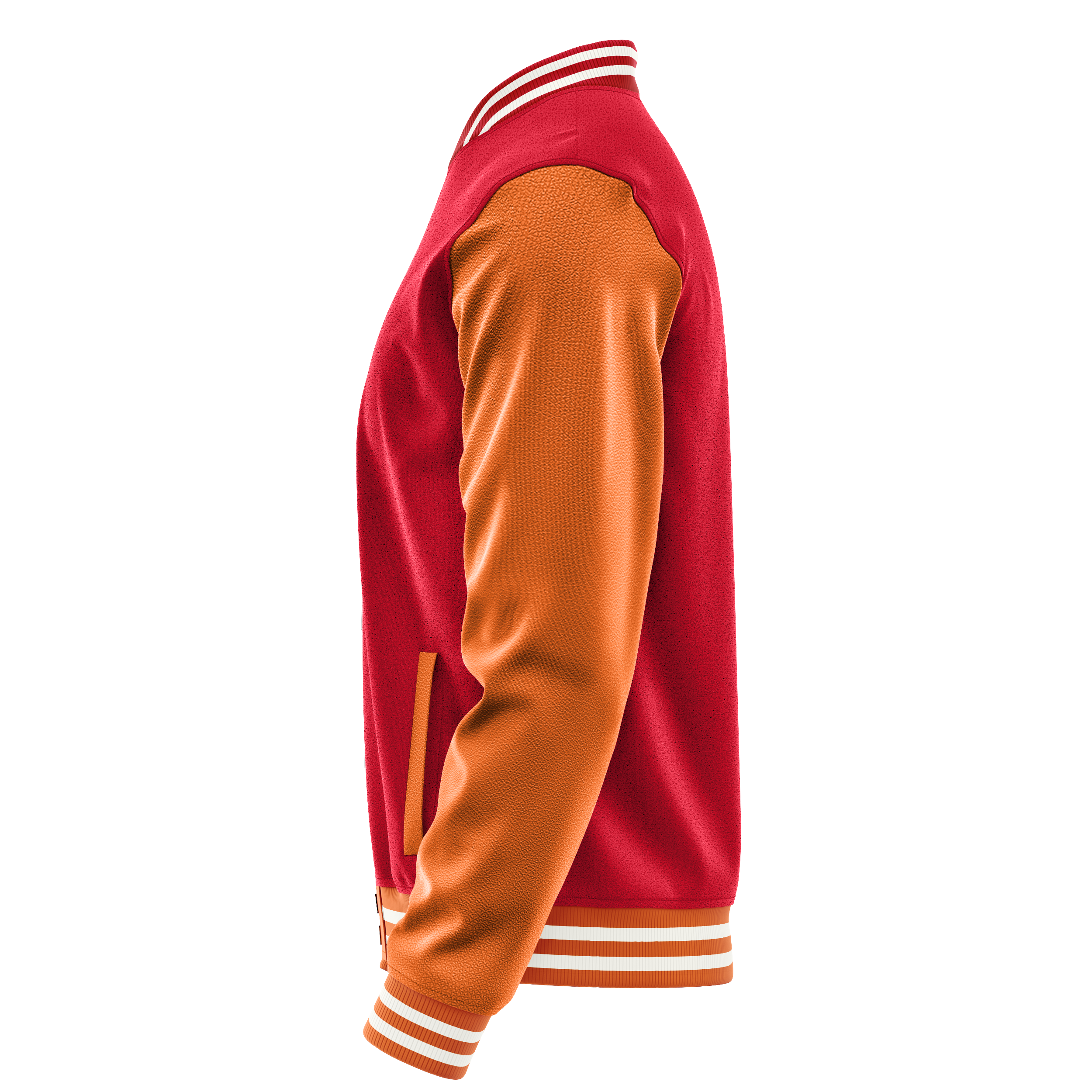 Custom Red Varsity Jacket Orange Leather Sleeves JG14281418(2818)