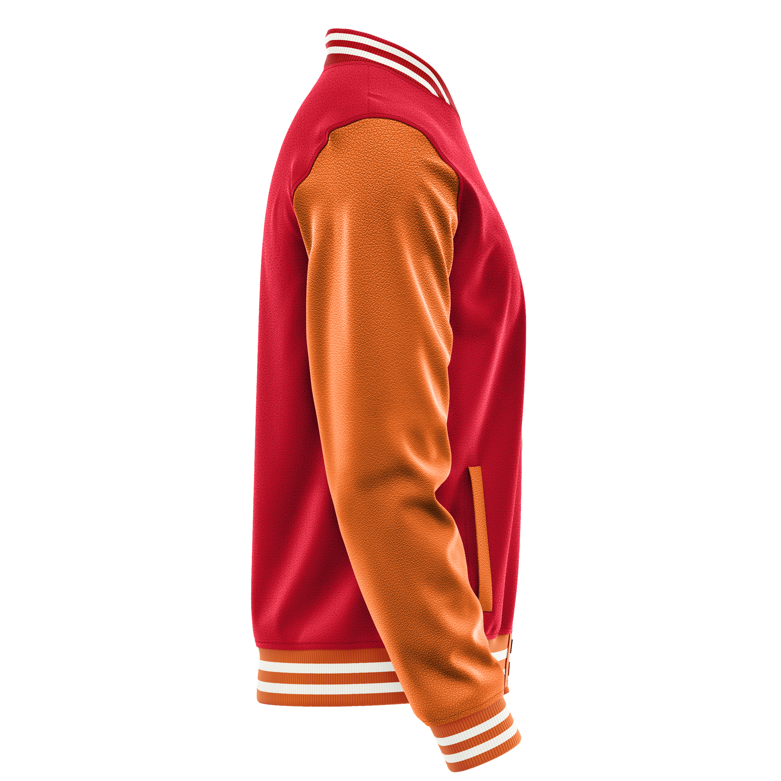 Custom Red Varsity Jacket Orange Leather Sleeves JG14281418(2818)