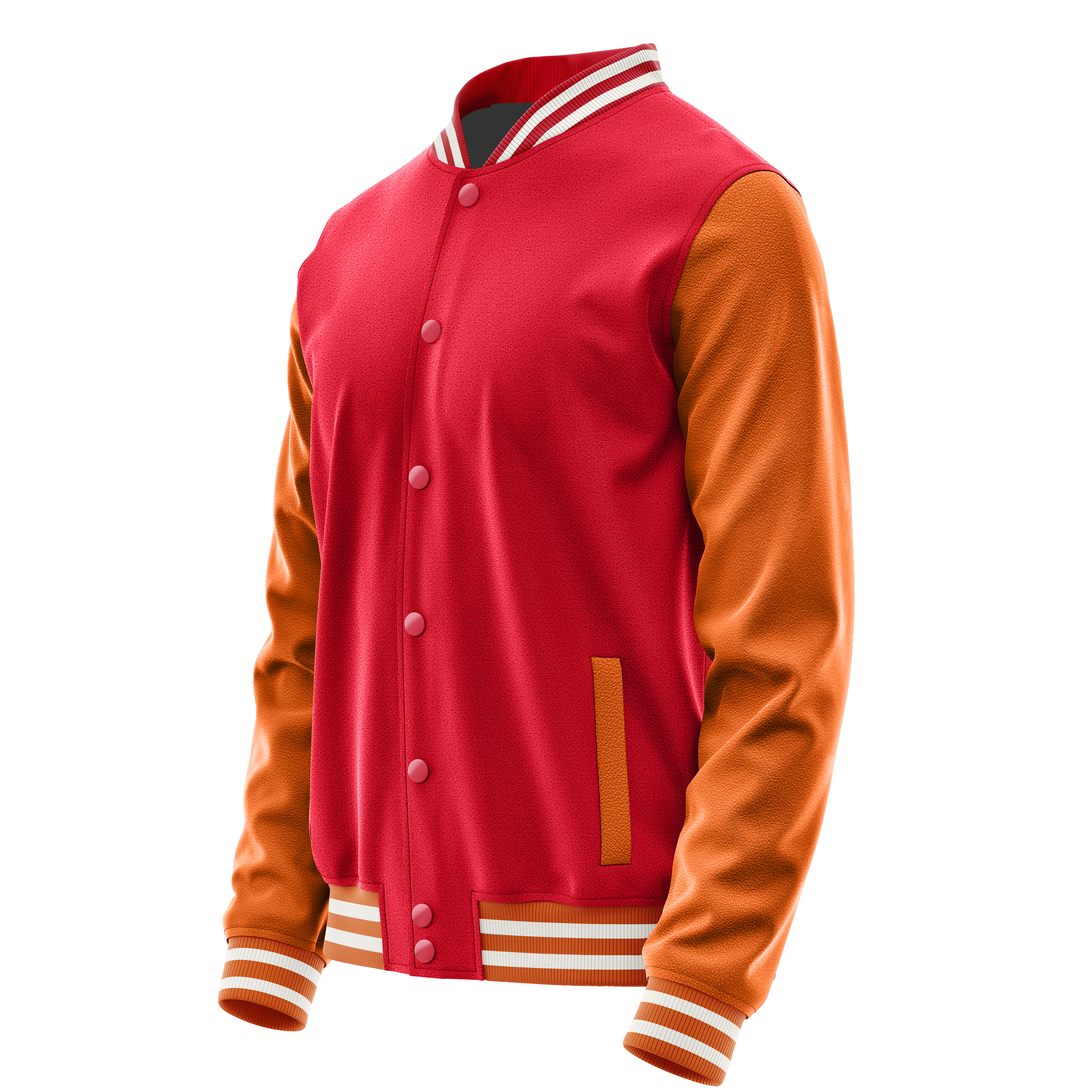 Custom Red Varsity Jacket Orange Leather Sleeves JG14281418(2818)