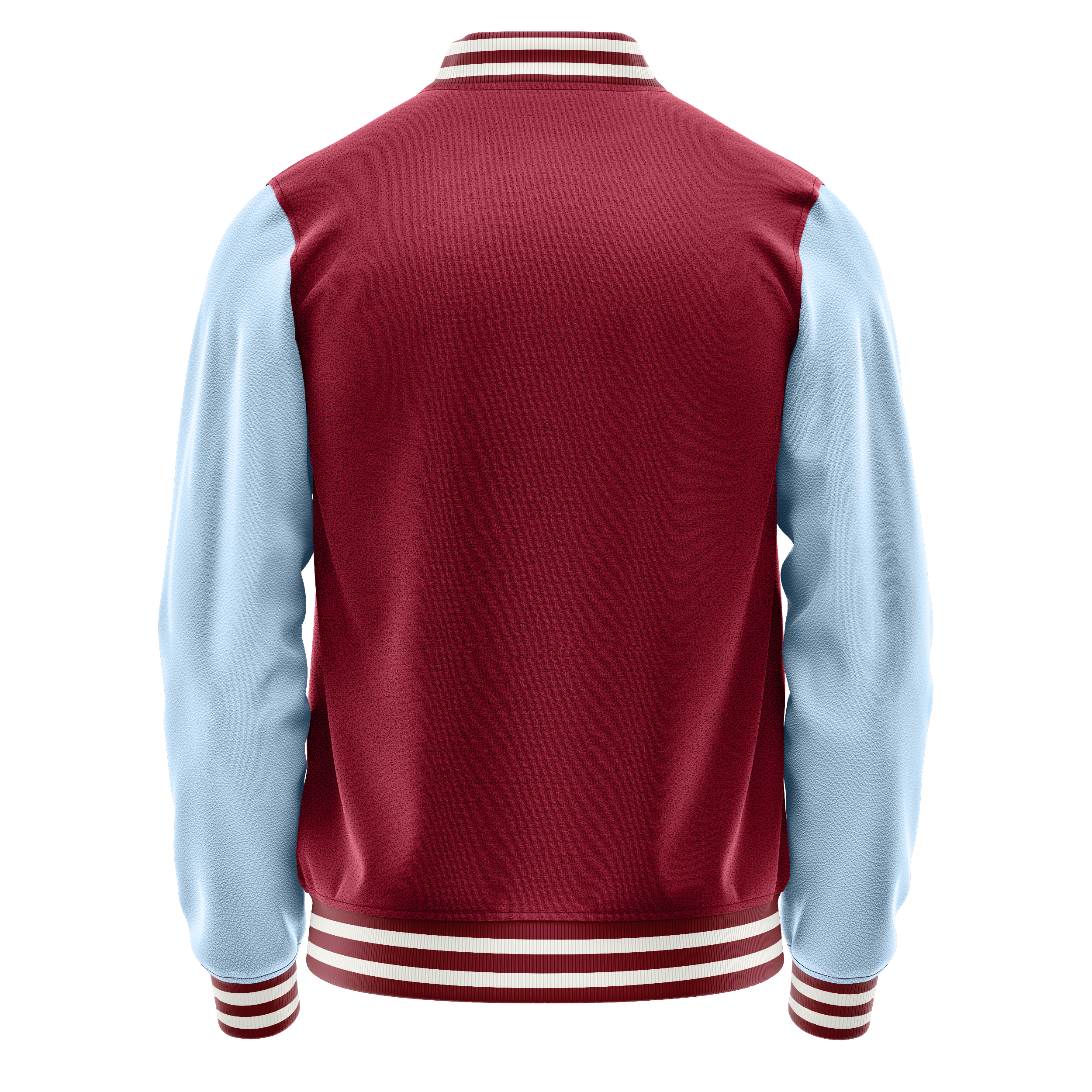 Custom Crimson Red Varsity Jacket Light Blue Leather Sleeves JG15081518