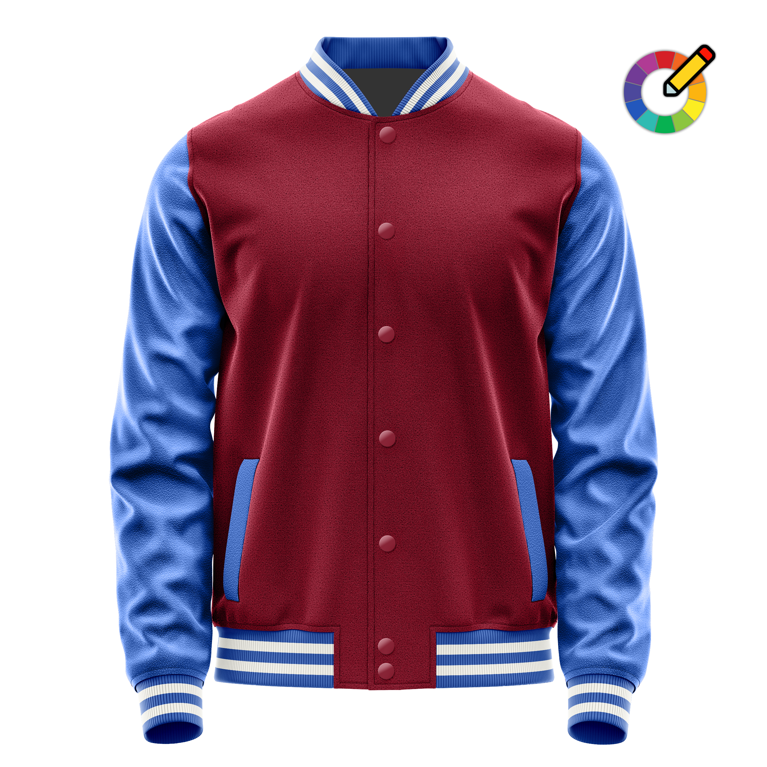 Custom Crimson Red Varsity Jacket Sky Blue Leather Sleeves JG15090918