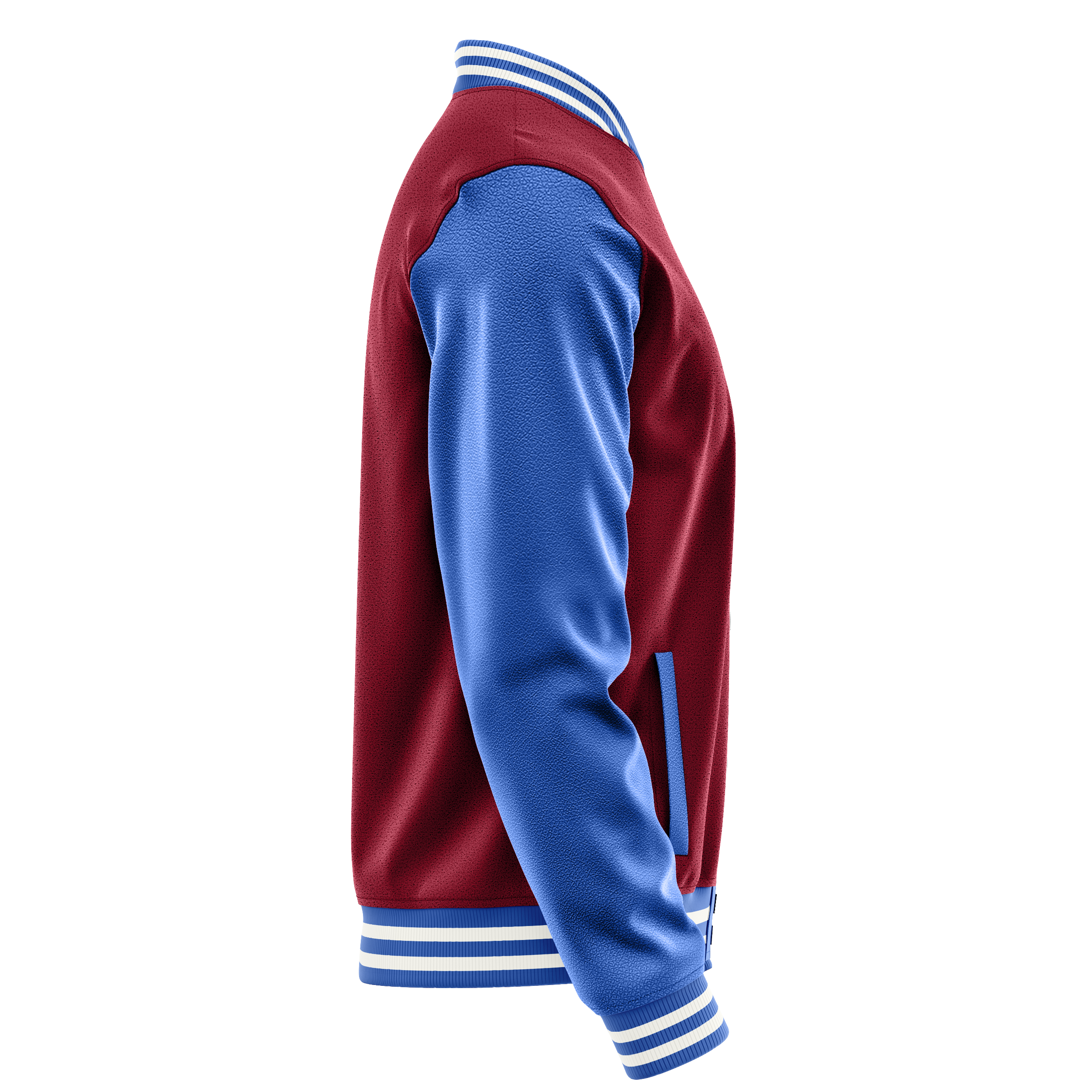 Custom Crimson Red Varsity Jacket Sky Blue Leather Sleeves JG15090918