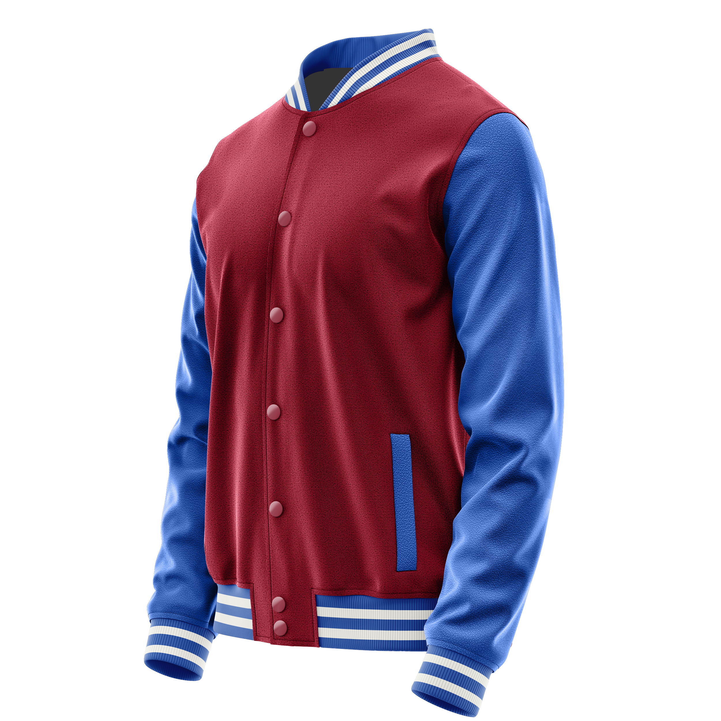 Custom Crimson Red Varsity Jacket Sky Blue Leather Sleeves JG15090918