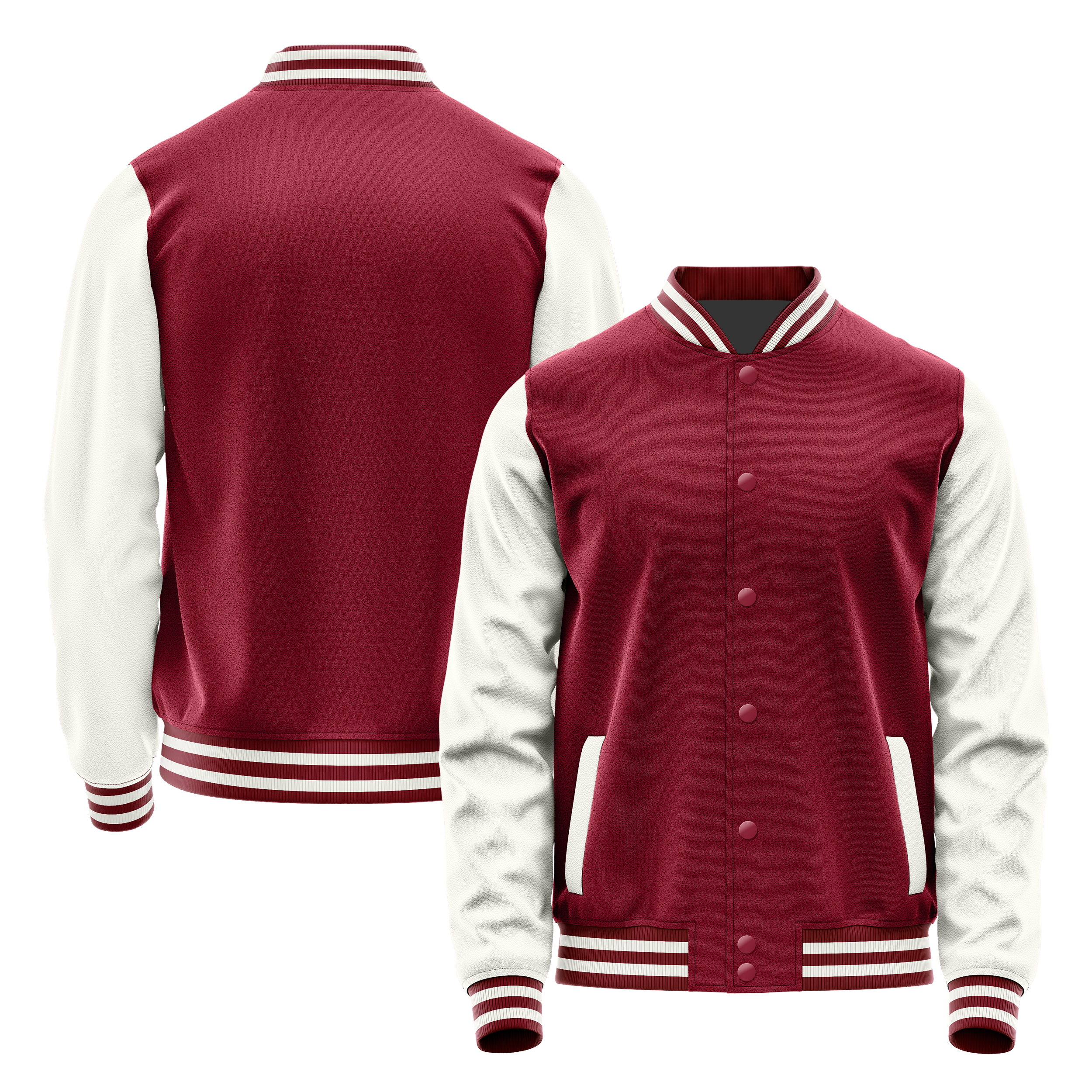 Custom Crimson Red Varsity Jacket White Leather Sleeves JG15181518