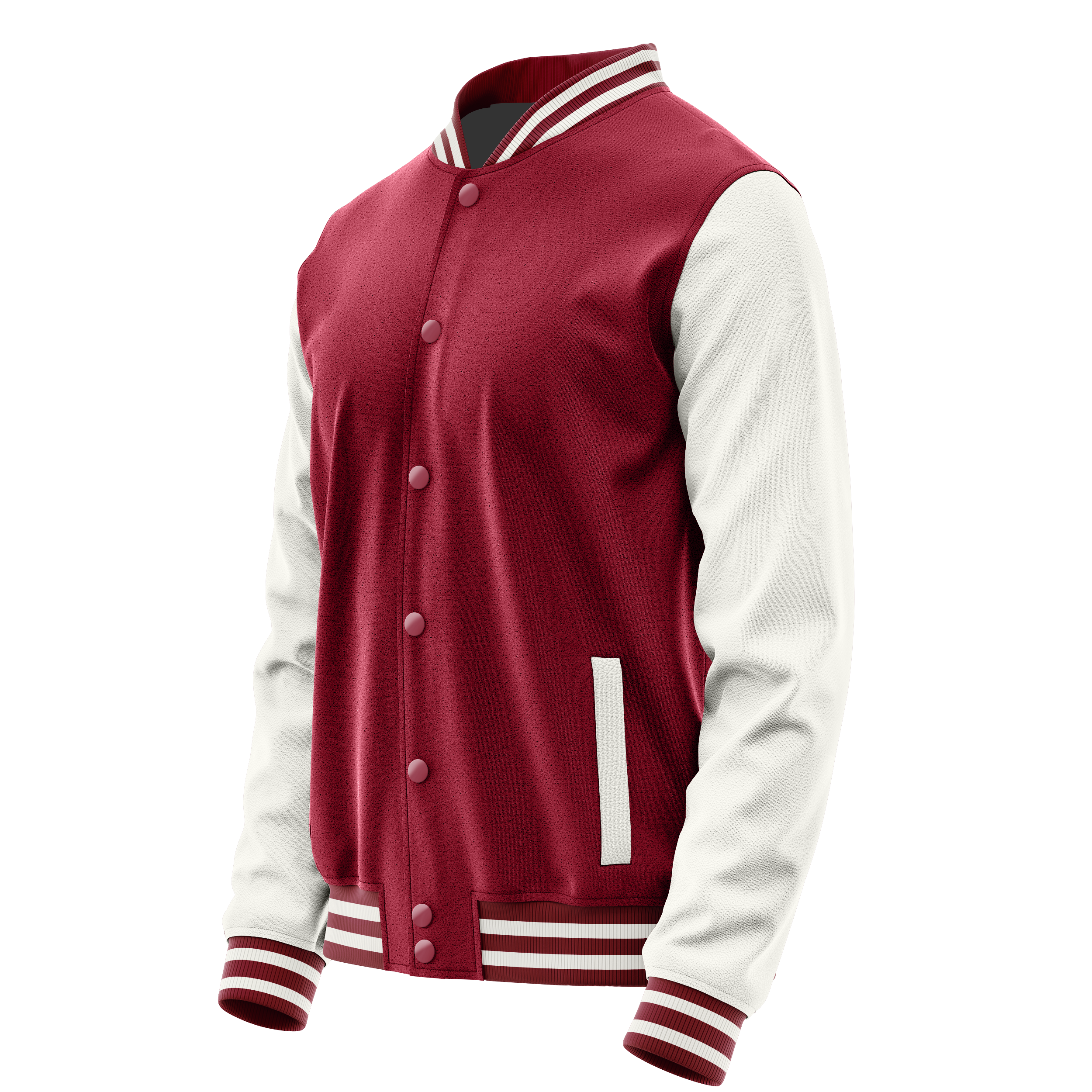 Custom Crimson Red Varsity Jacket White Leather Sleeves JG15181518
