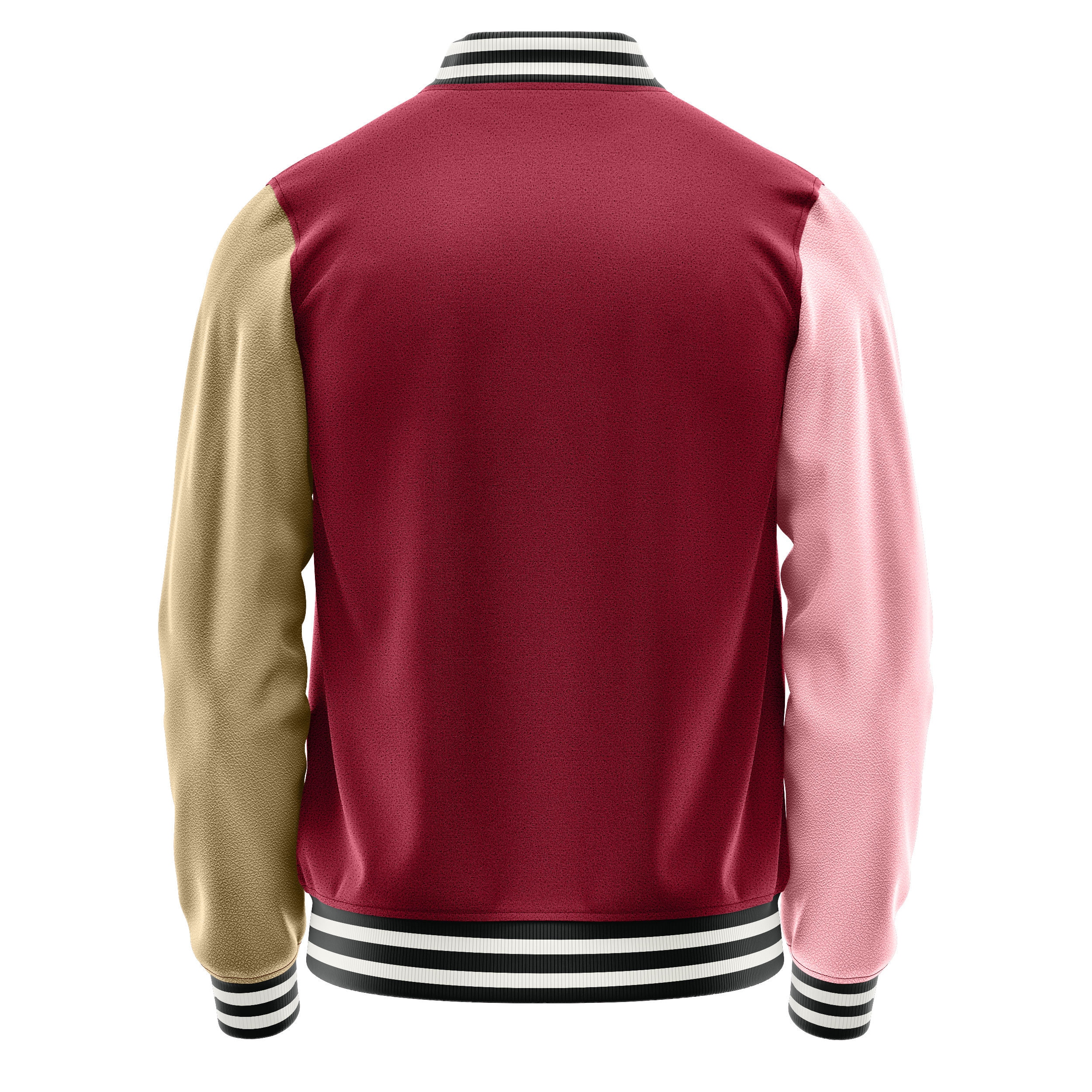 Custom Crimson Red Varsity Jacket Light Pink Leather Sleeves JG1521(25)1718