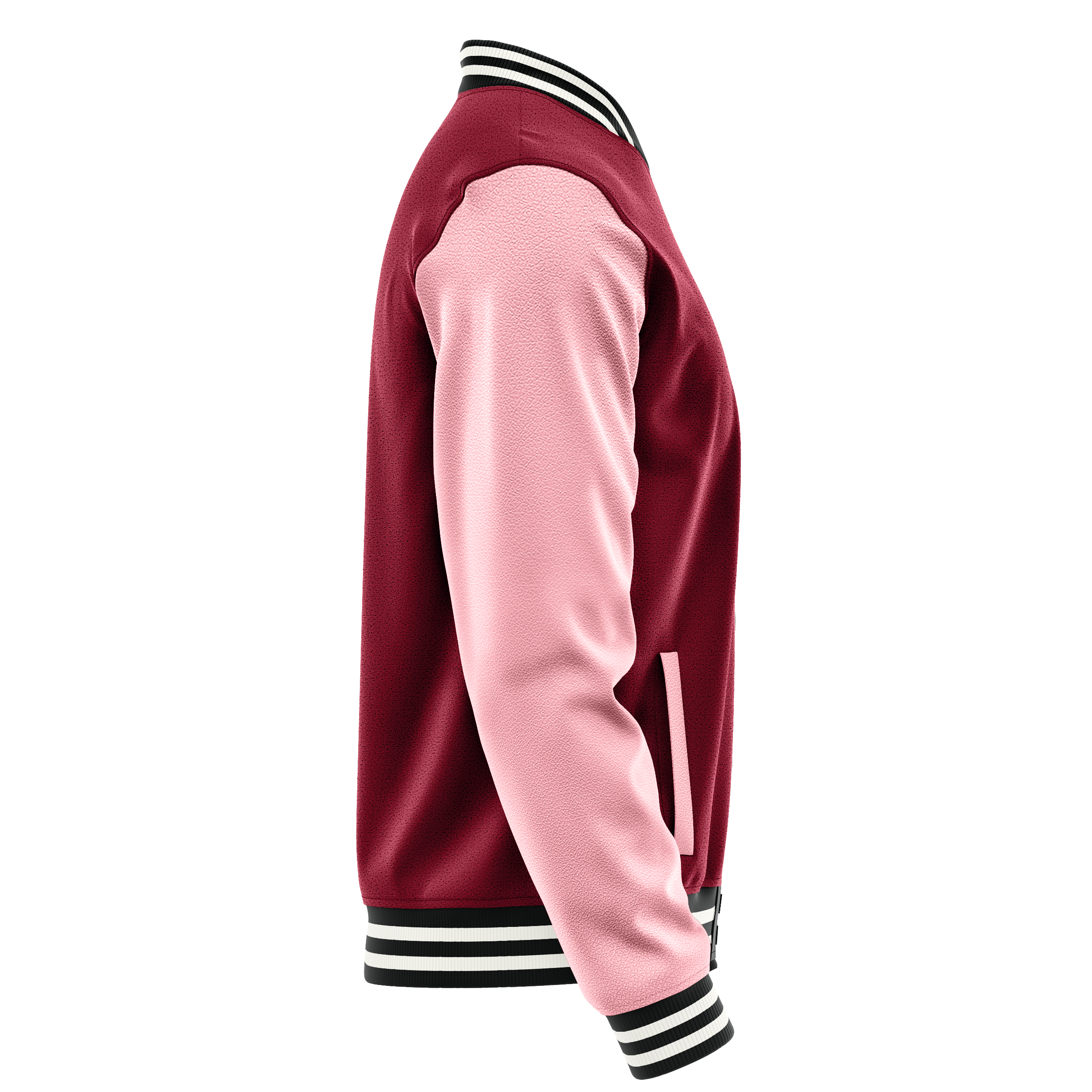 Custom Crimson Red Varsity Jacket Light Pink Leather Sleeves JG1521(25)1718