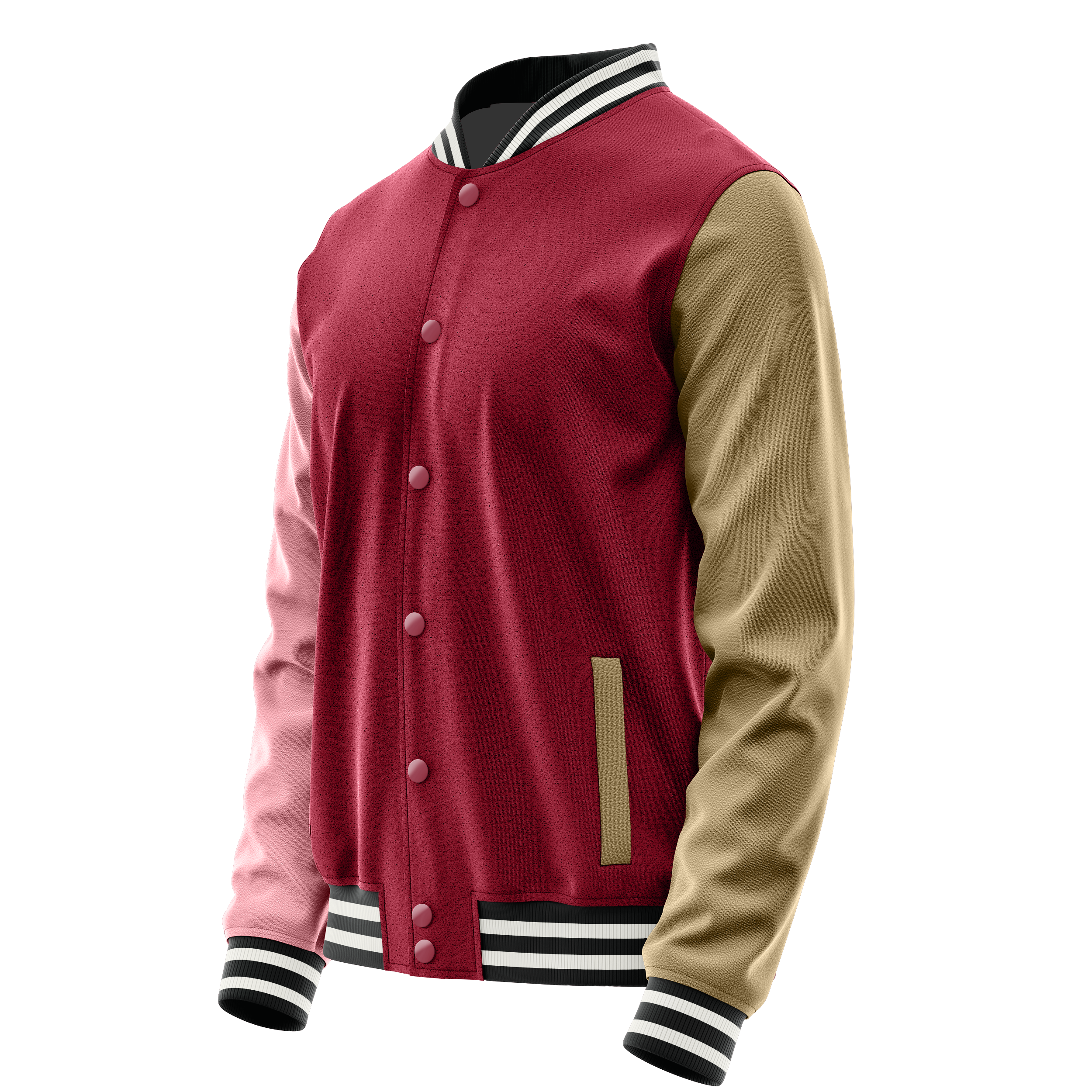 Custom Crimson Red Varsity Jacket Light Pink Leather Sleeves JG1521(25)1718