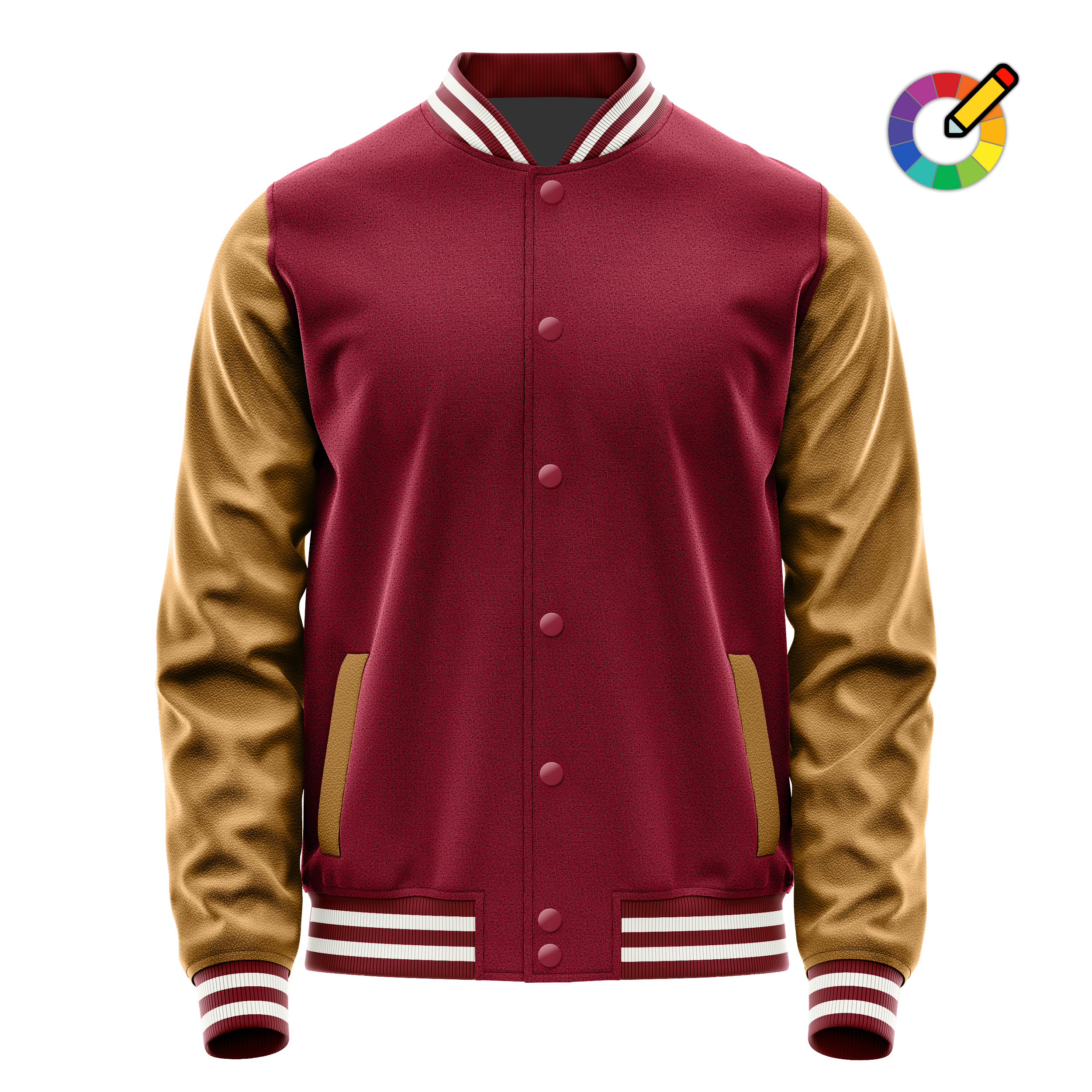 Custom Crimson Red Varsity Jacket Khaki Leather Sleeves JG15221518