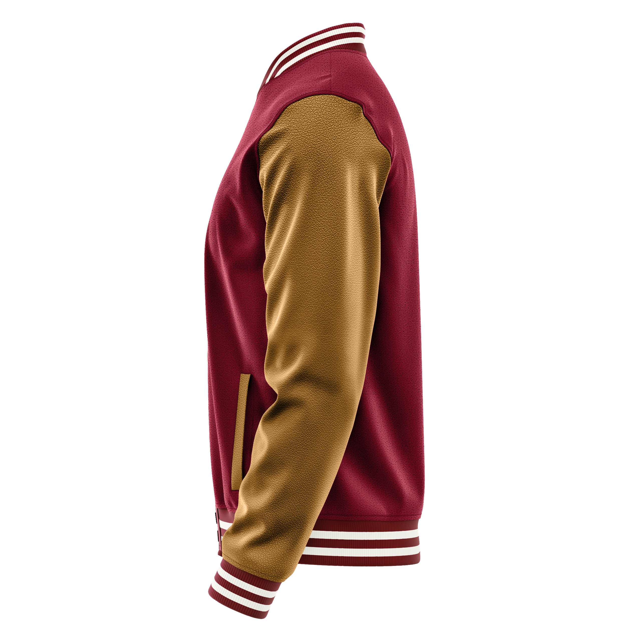 Custom Crimson Red Varsity Jacket Khaki Leather Sleeves JG15221518