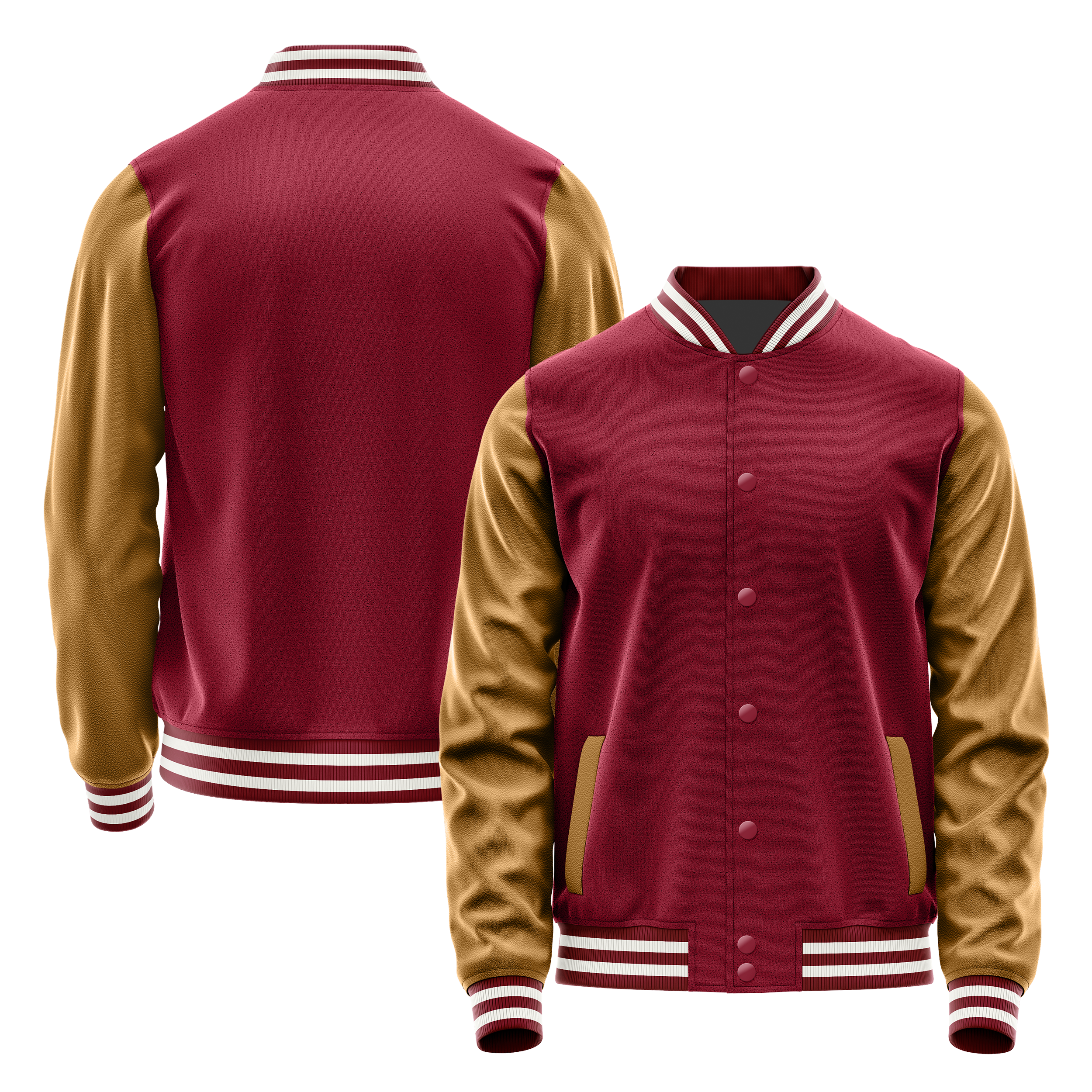 Custom Crimson Red Varsity Jacket Khaki Leather Sleeves JG15221518