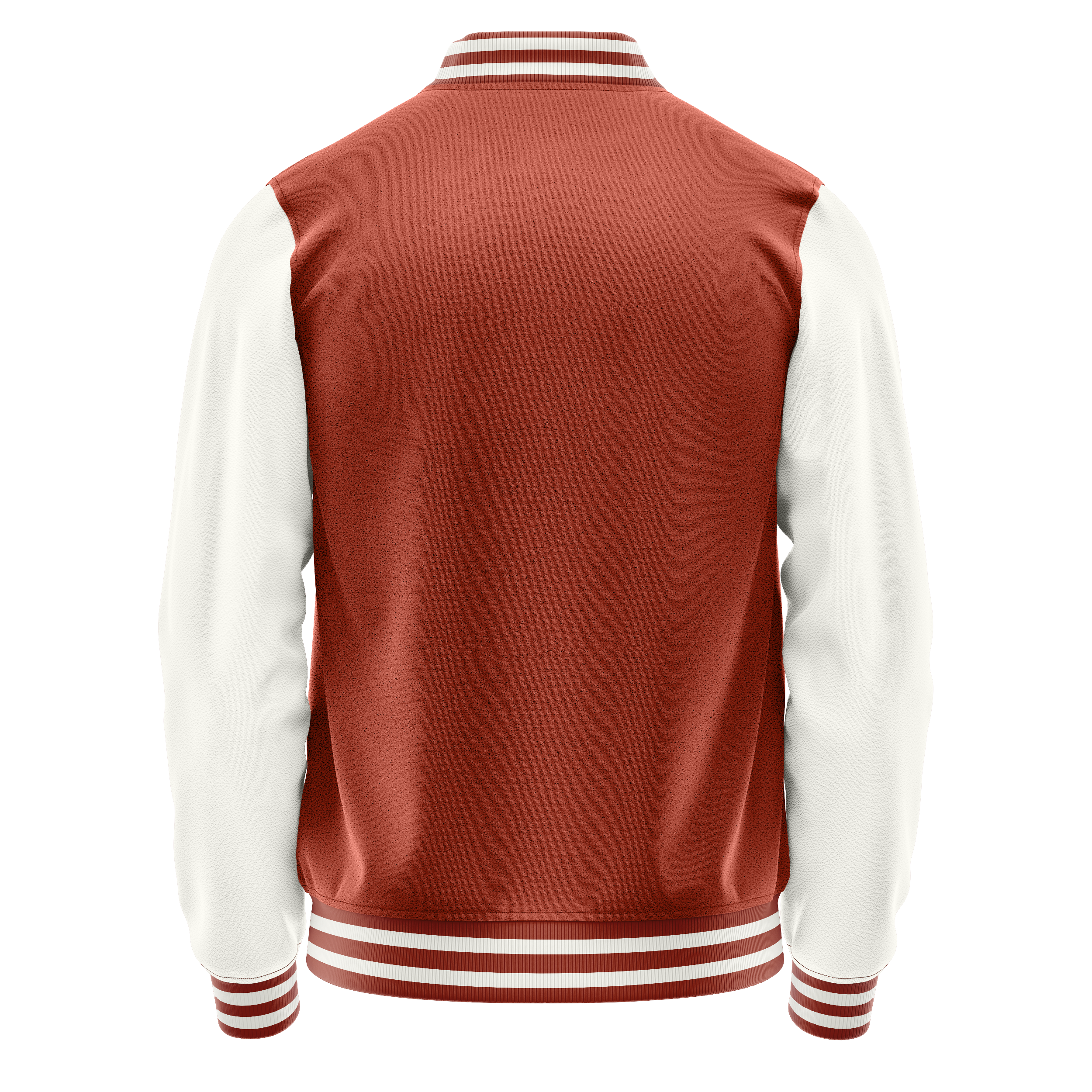 Custom Coral Red Varsity Jacket White Leather Sleeves JG16181618