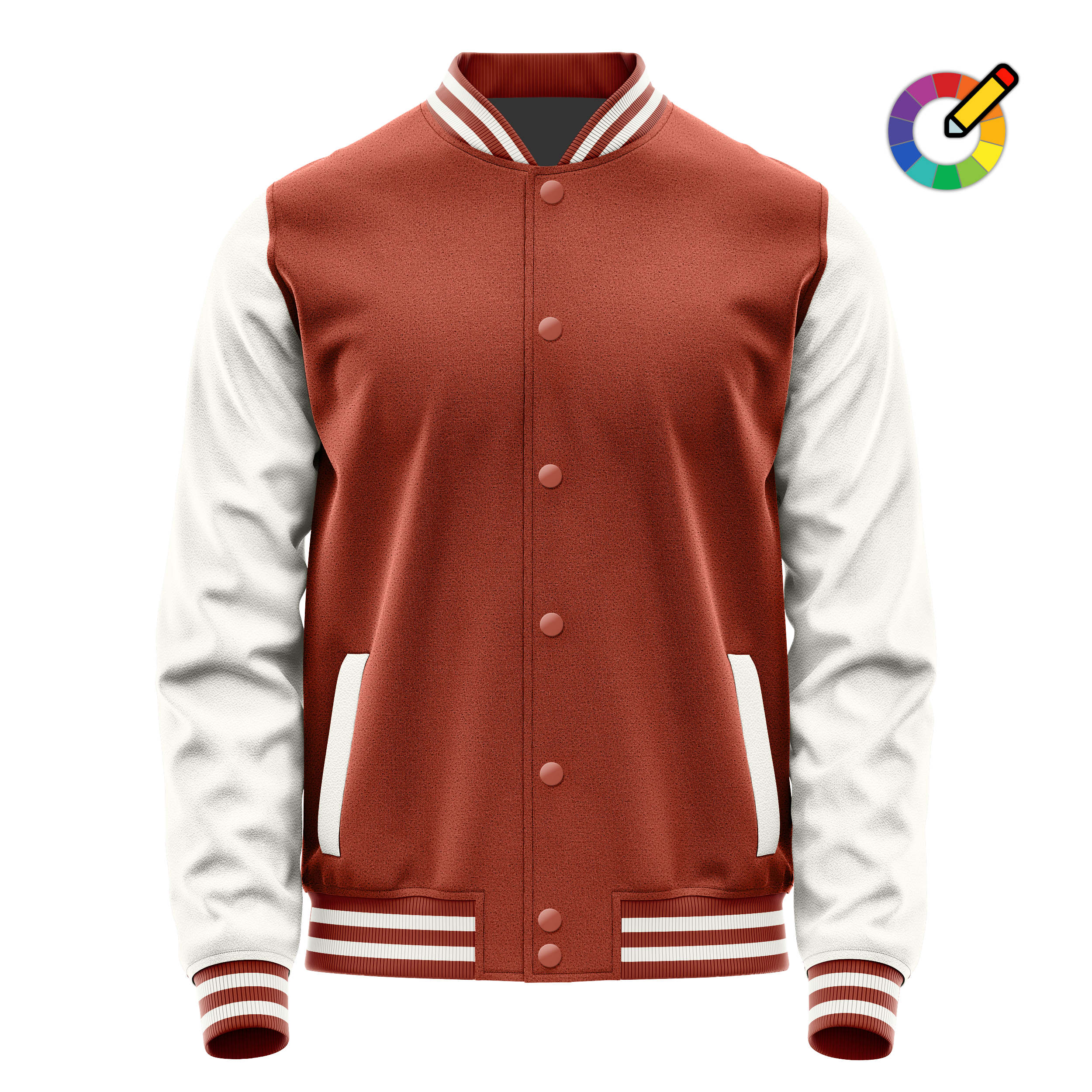 Custom Coral Red Varsity Jacket White Leather Sleeves JG16181618