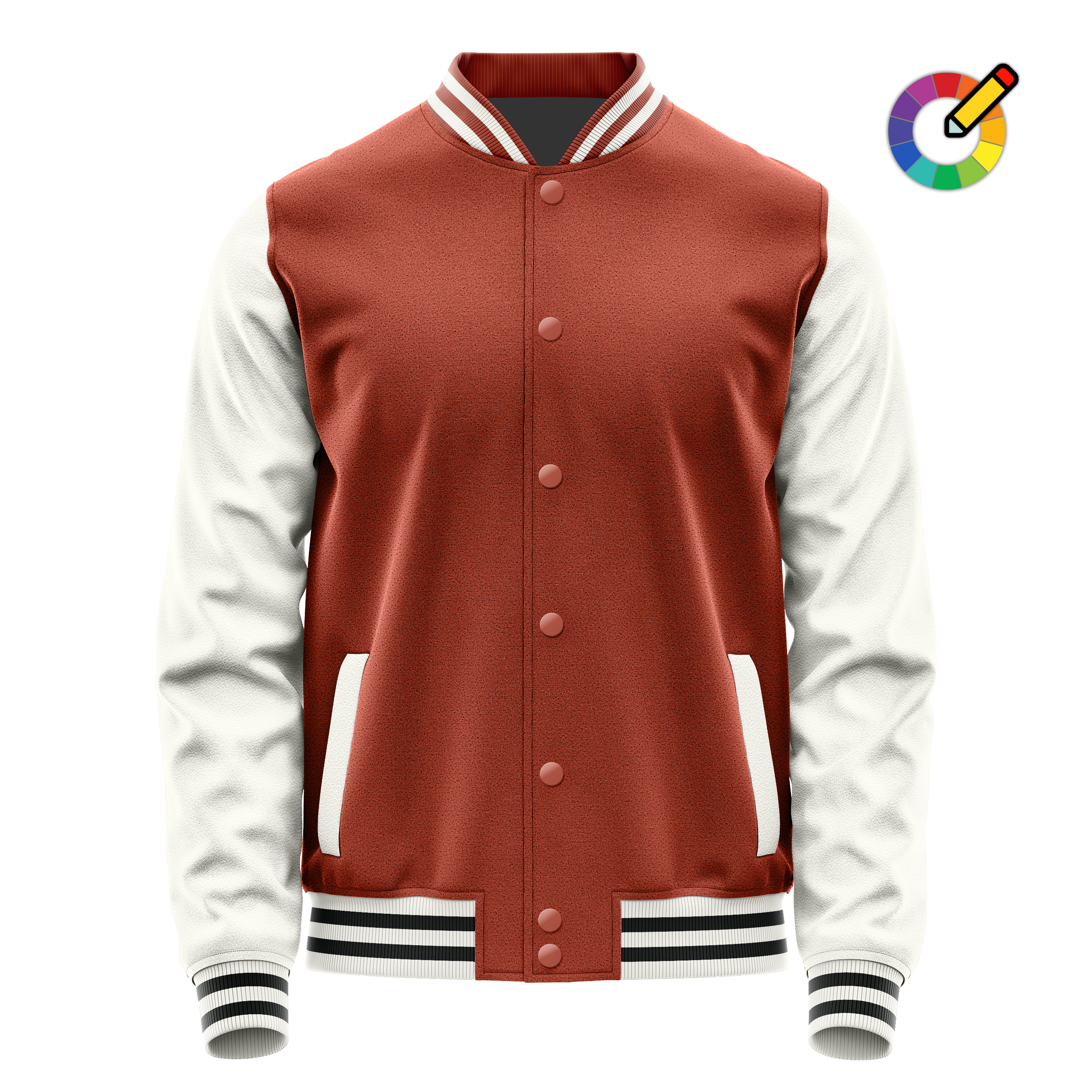 Custom Coral Red Varsity Jacket White Leather Sleeves JG16181618(1817)