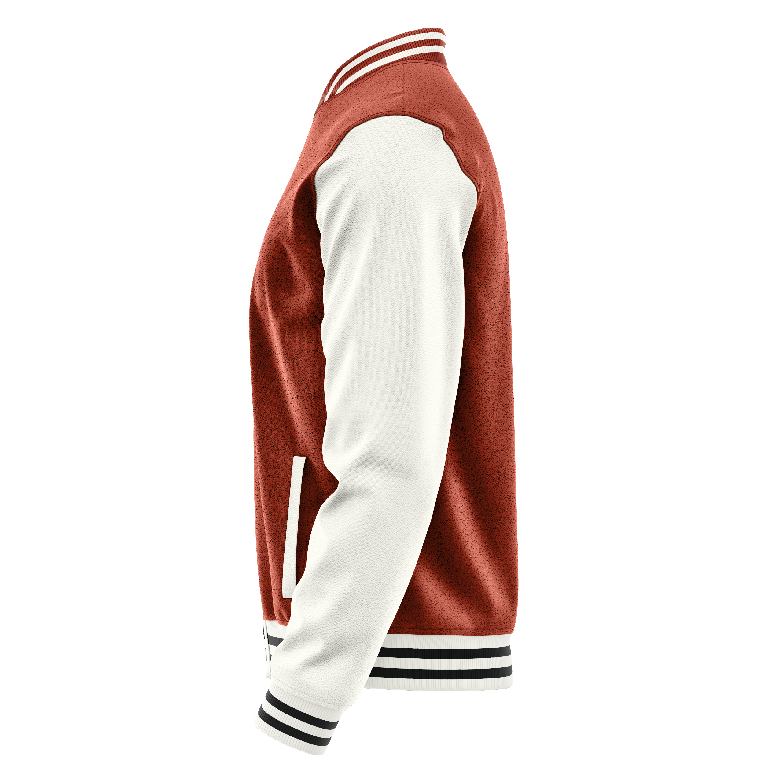 Custom Coral Red Varsity Jacket White Leather Sleeves JG16181618(1817)