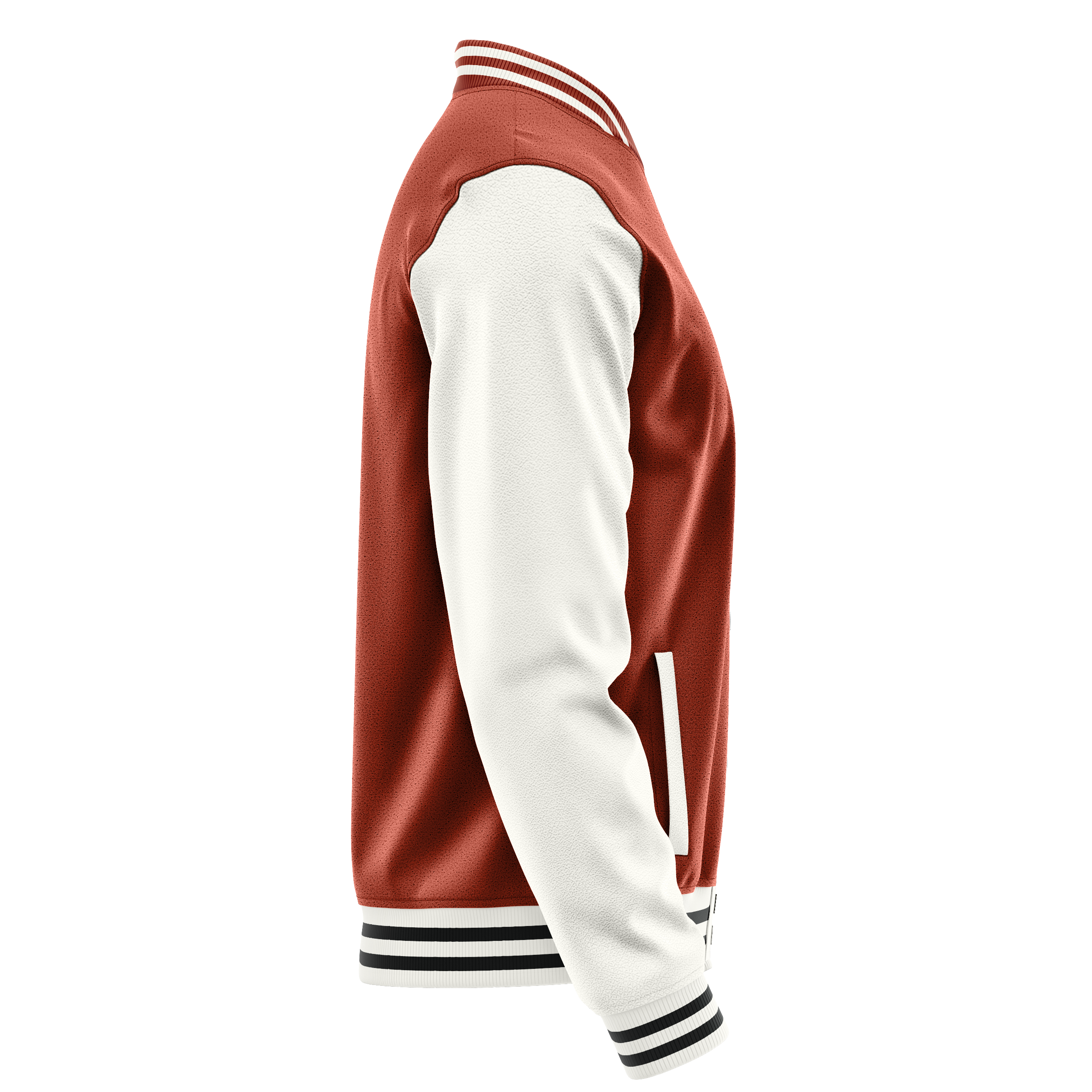 Custom Coral Red Varsity Jacket White Leather Sleeves JG16181618(1817)