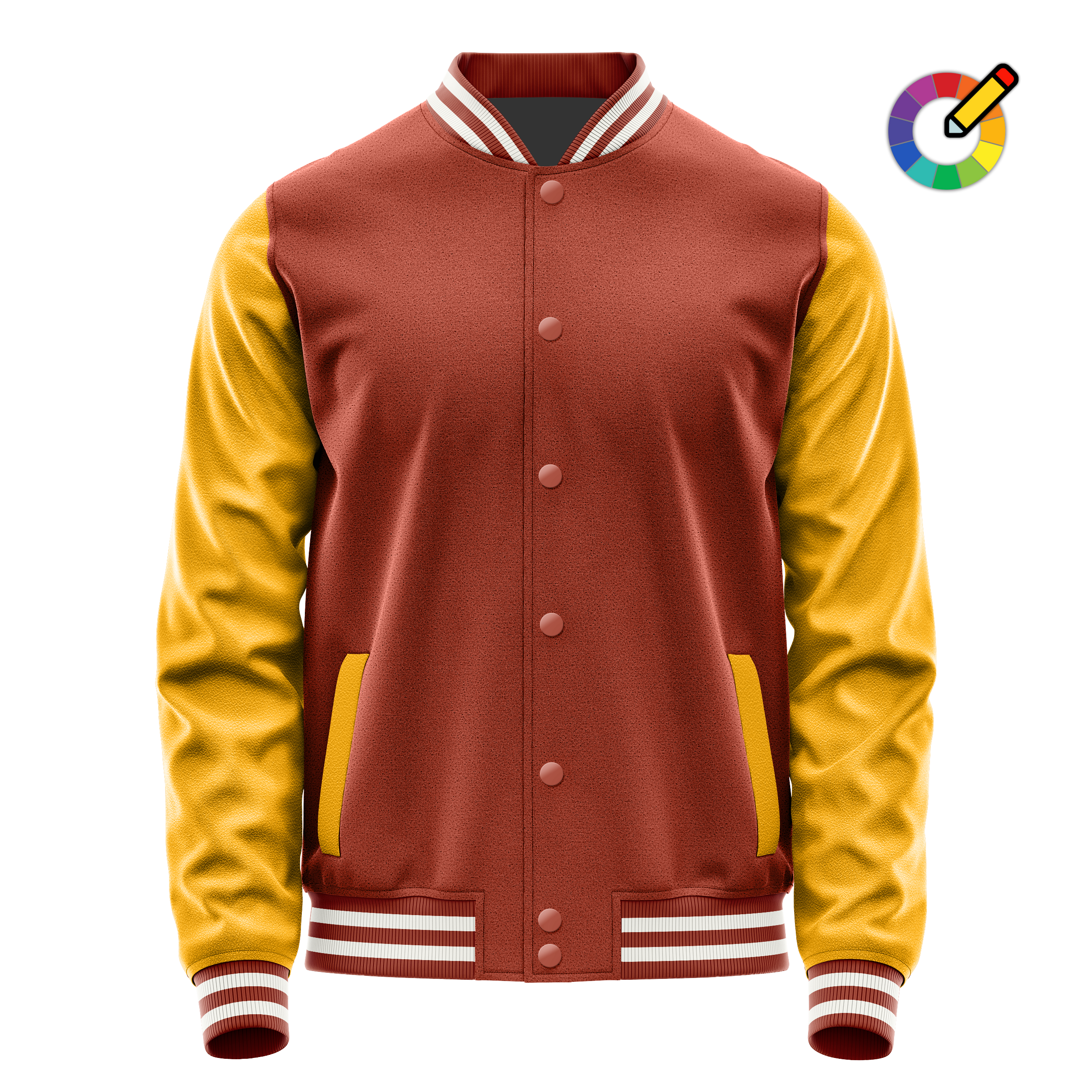 Custom Coral Red Varsity Jacket Yellow Leather Sleeves JG16191618
