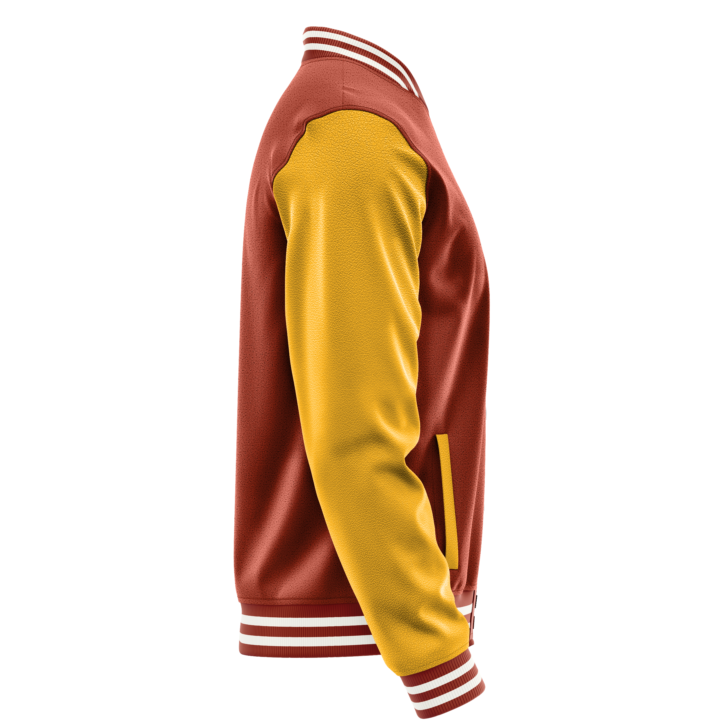 Custom Coral Red Varsity Jacket Yellow Leather Sleeves JG16191618