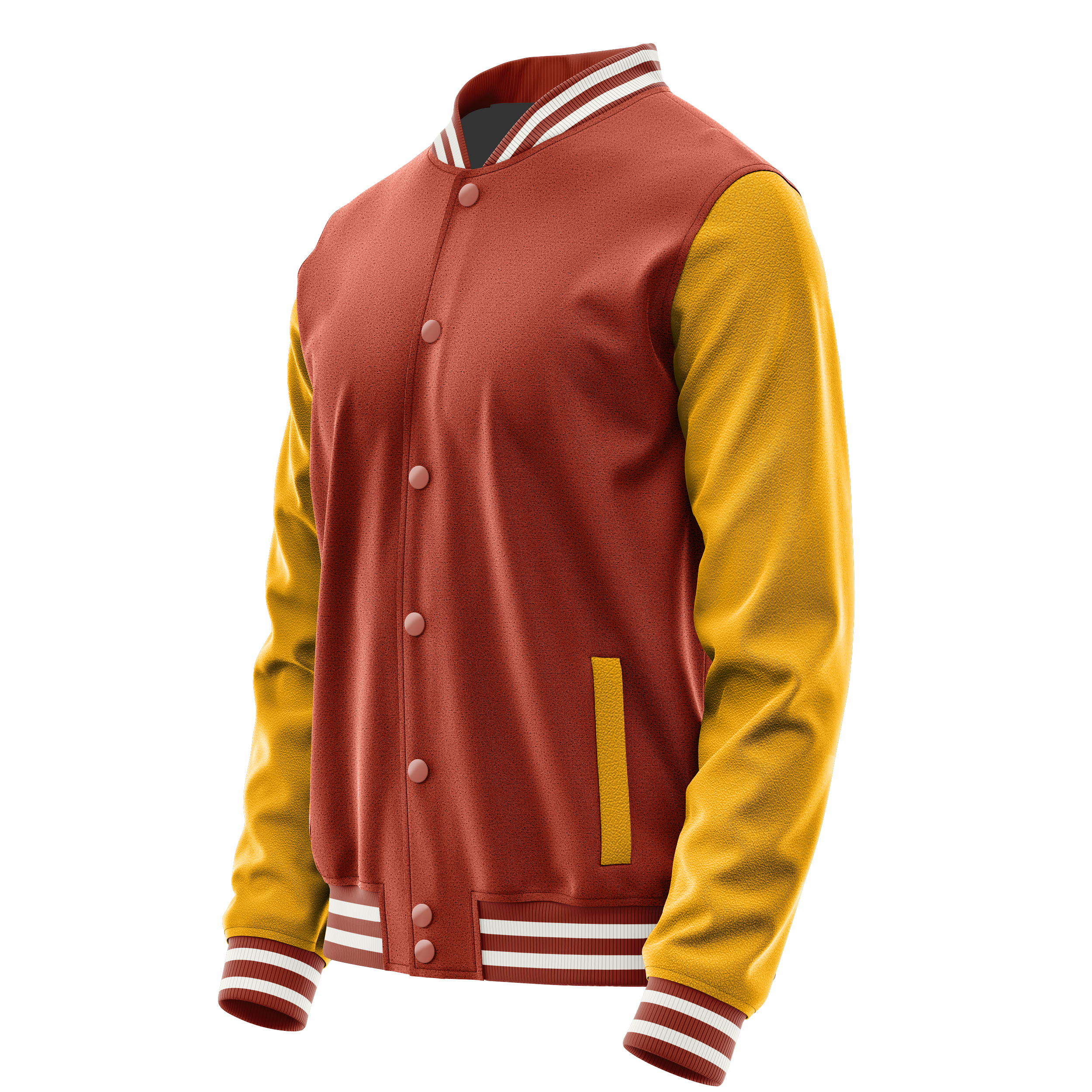 Custom Coral Red Varsity Jacket Yellow Leather Sleeves JG16191618