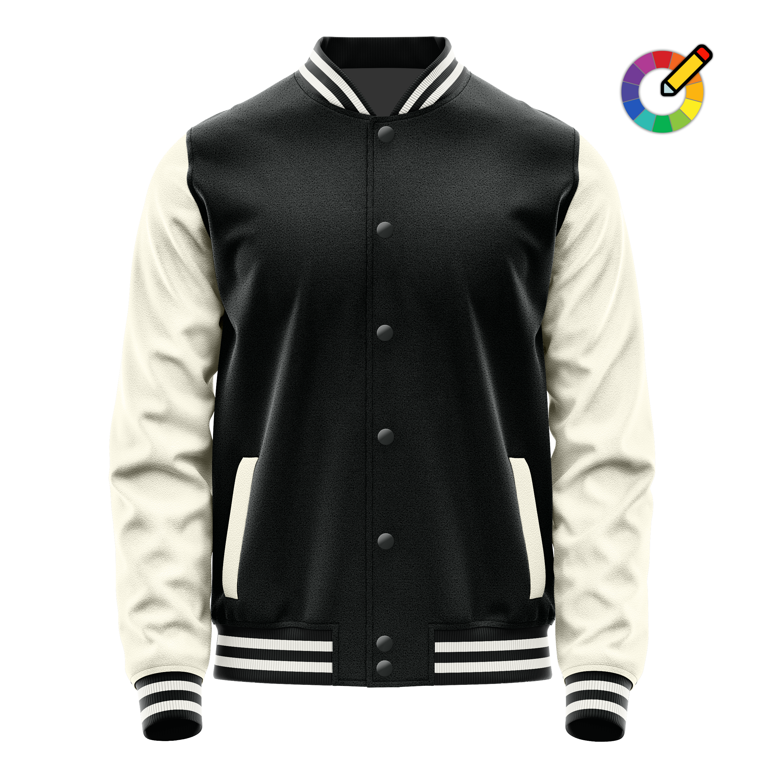 Custom Black Varsity Jacket Cream Leather Sleeves JG17031718