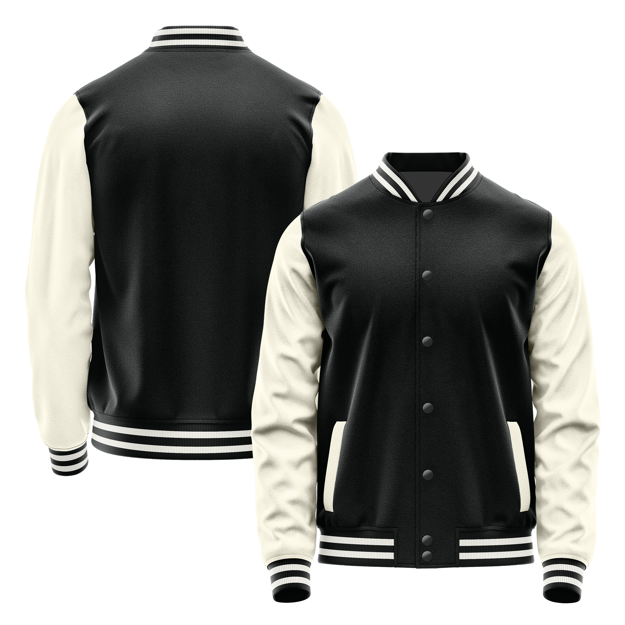 Custom Black Varsity Jacket Cream Leather Sleeves JG17031718