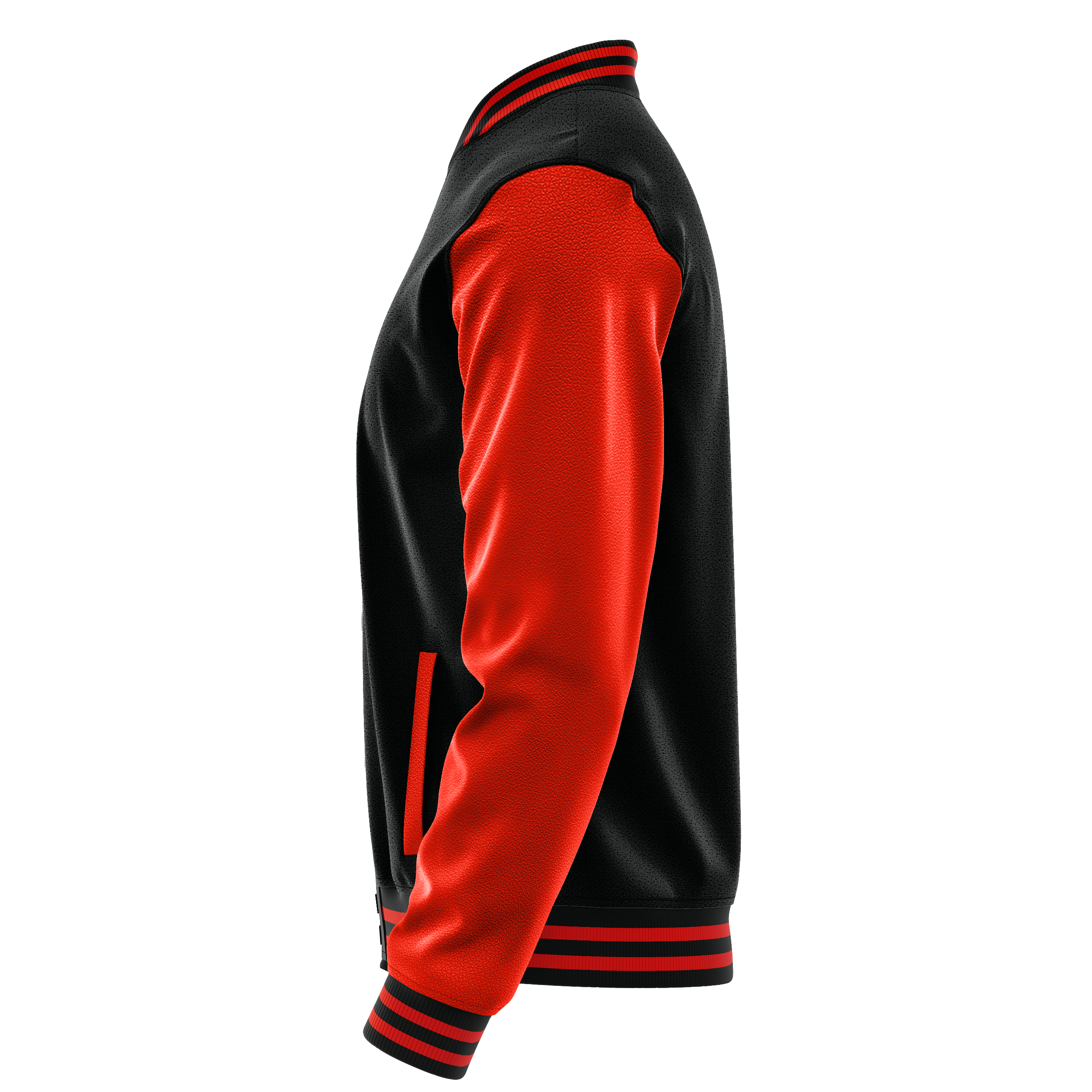 Custom Black Varsity Jacket Orange Red Leather Sleeves JG17121712