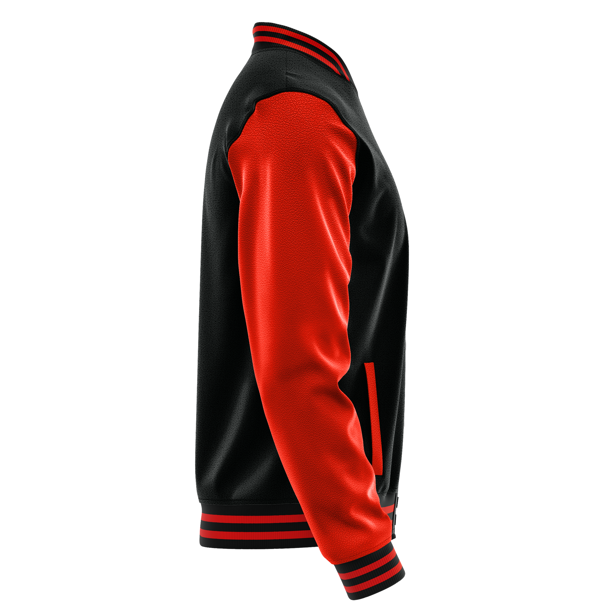 Custom Black Varsity Jacket Orange Red Leather Sleeves JG17121712