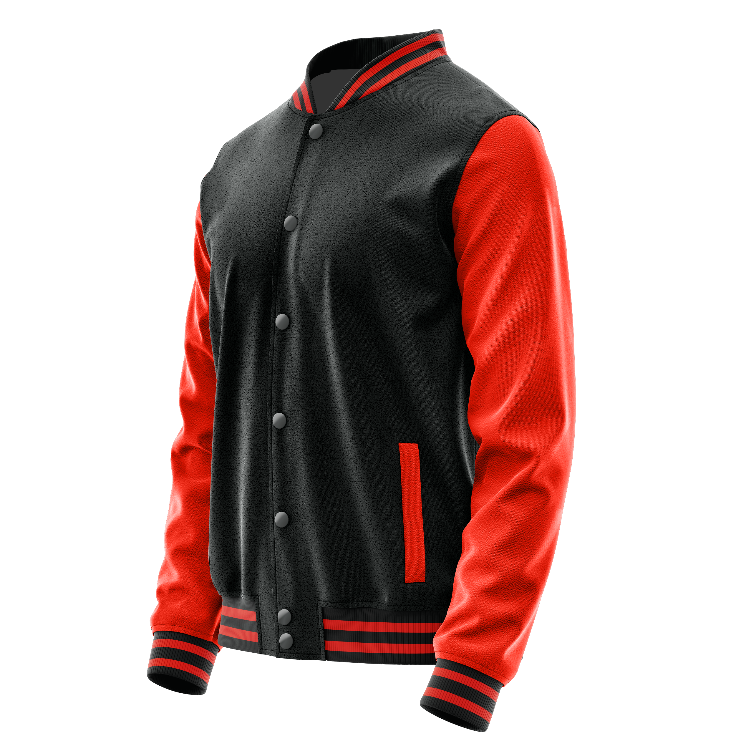 Custom Black Varsity Jacket Orange Red Leather Sleeves JG17121712