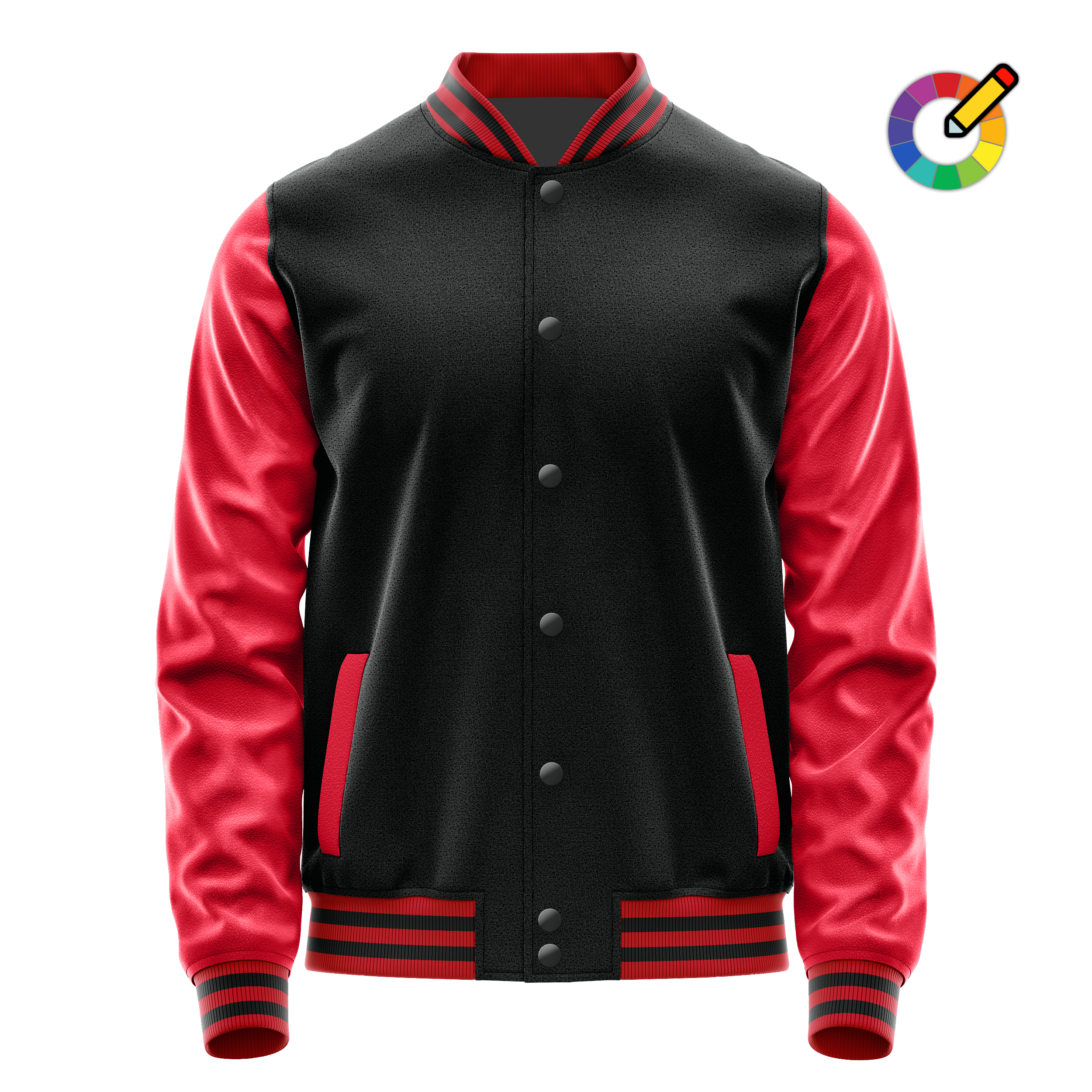 Custom Black Varsity Jacket Red Leather Sleeves JG17141417