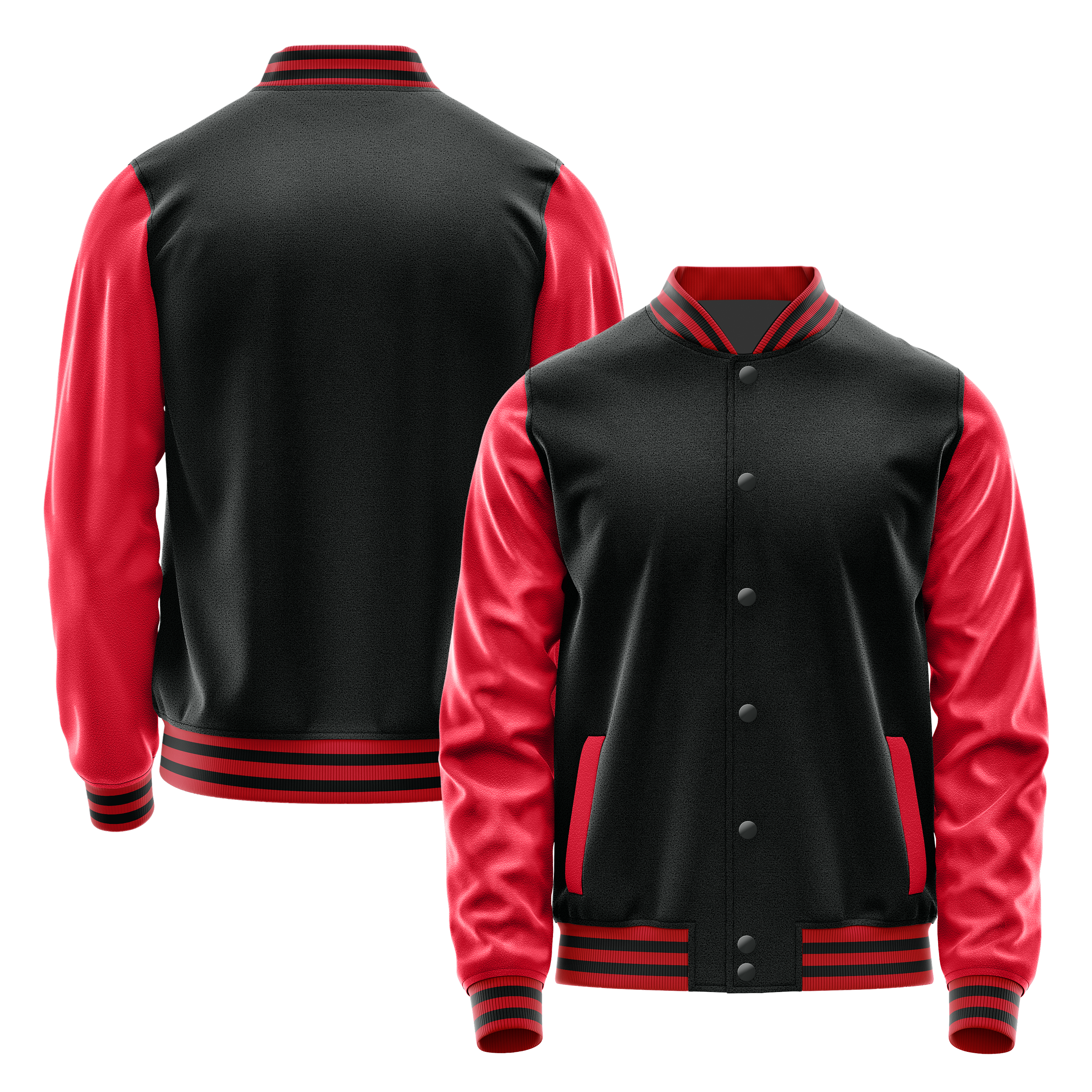 Custom Black Varsity Jacket Red Leather Sleeves JG17141417