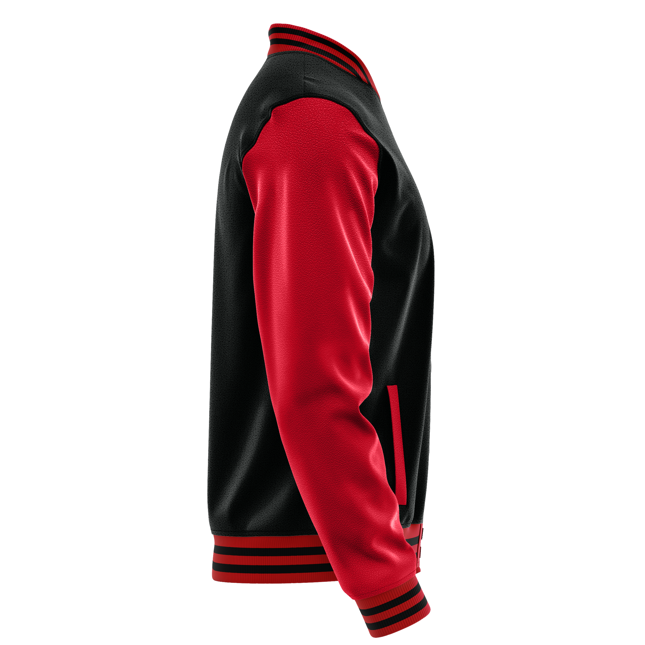 Custom Black Varsity Jacket Red Leather Sleeves JG17141417