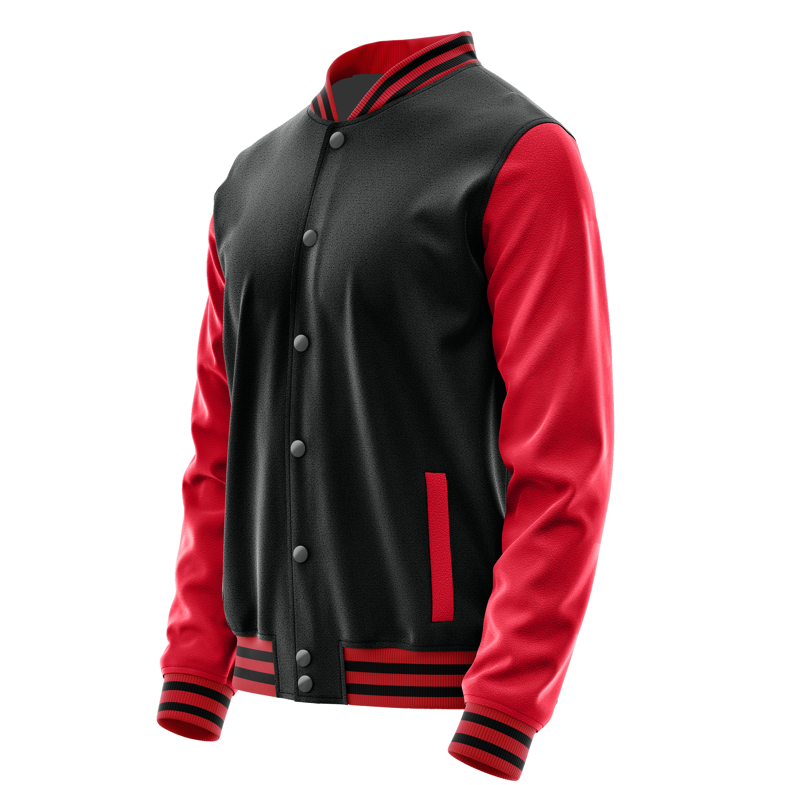 Custom Black Varsity Jacket Red Leather Sleeves JG17141417
