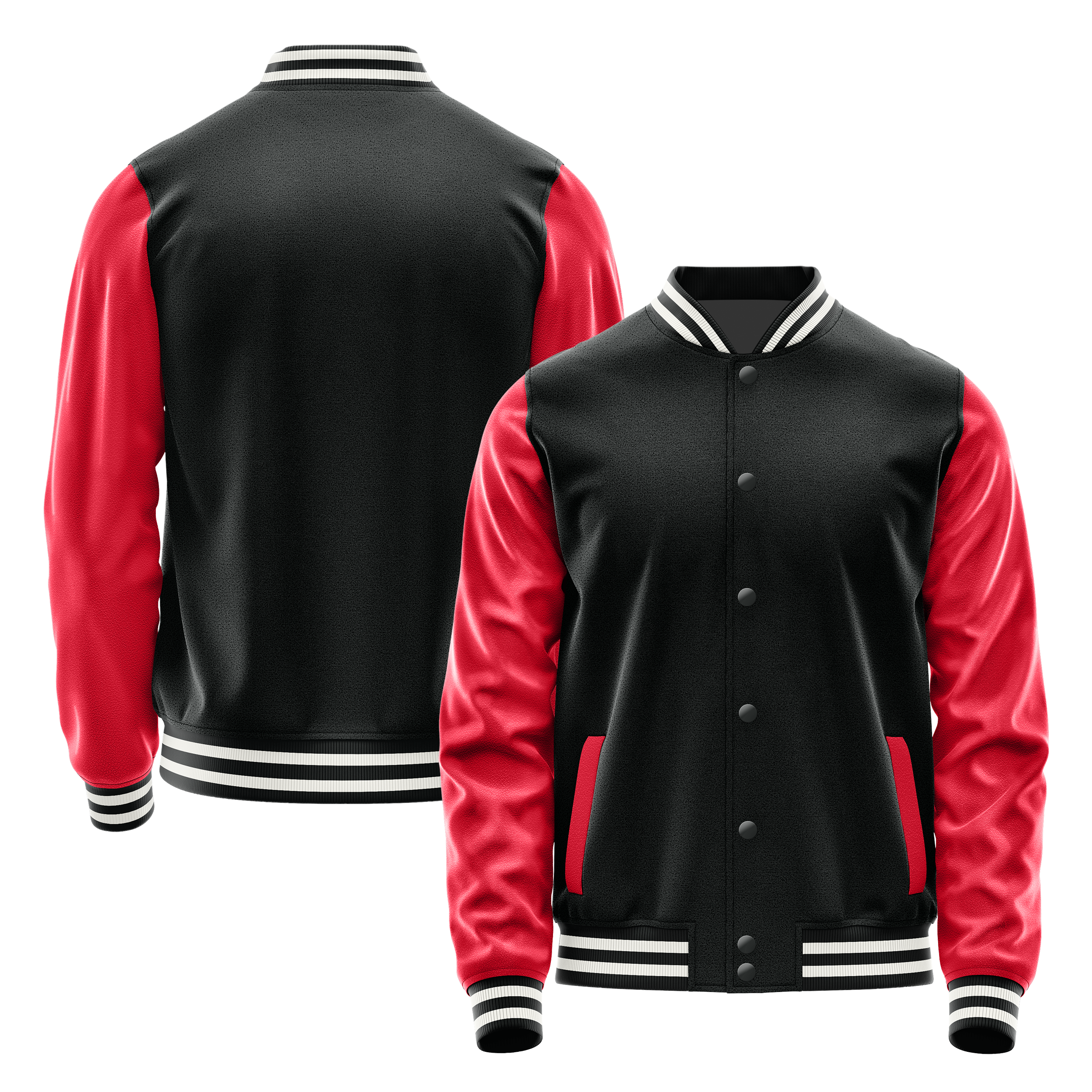 Custom Black Varsity Jacket Red Leather Sleeves JG17141718