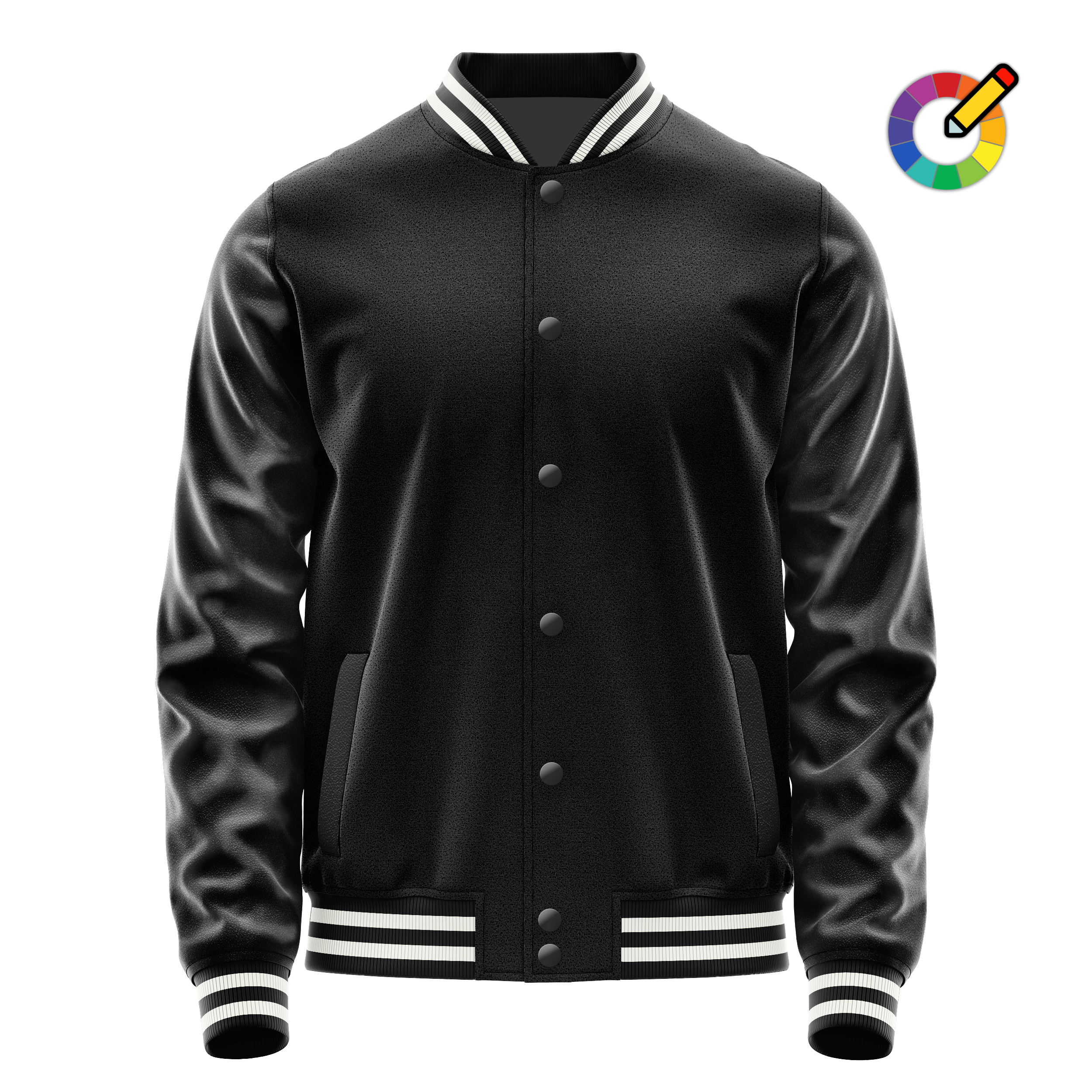 Custom Black Varsity Jacket Black Leather Sleeves JG17171718