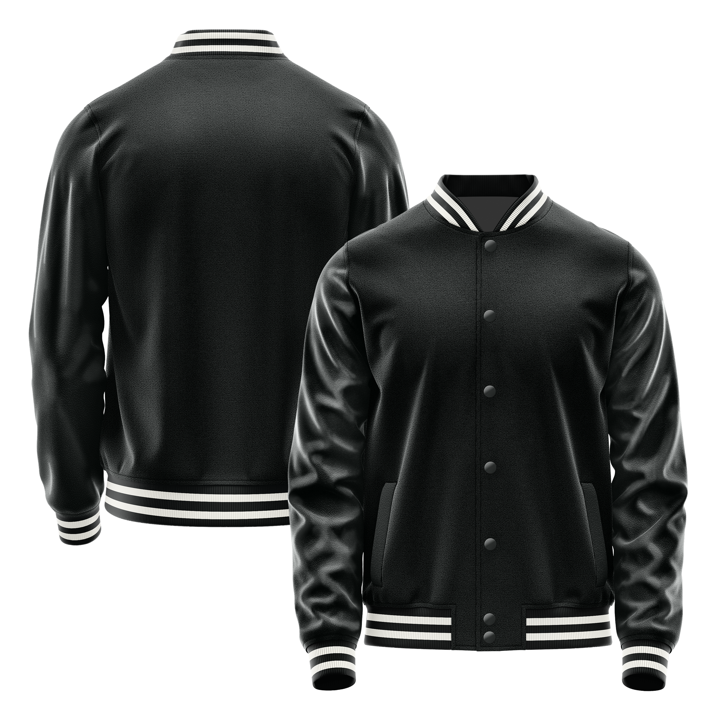 Custom Black Varsity Jacket Black Leather Sleeves JG17171718