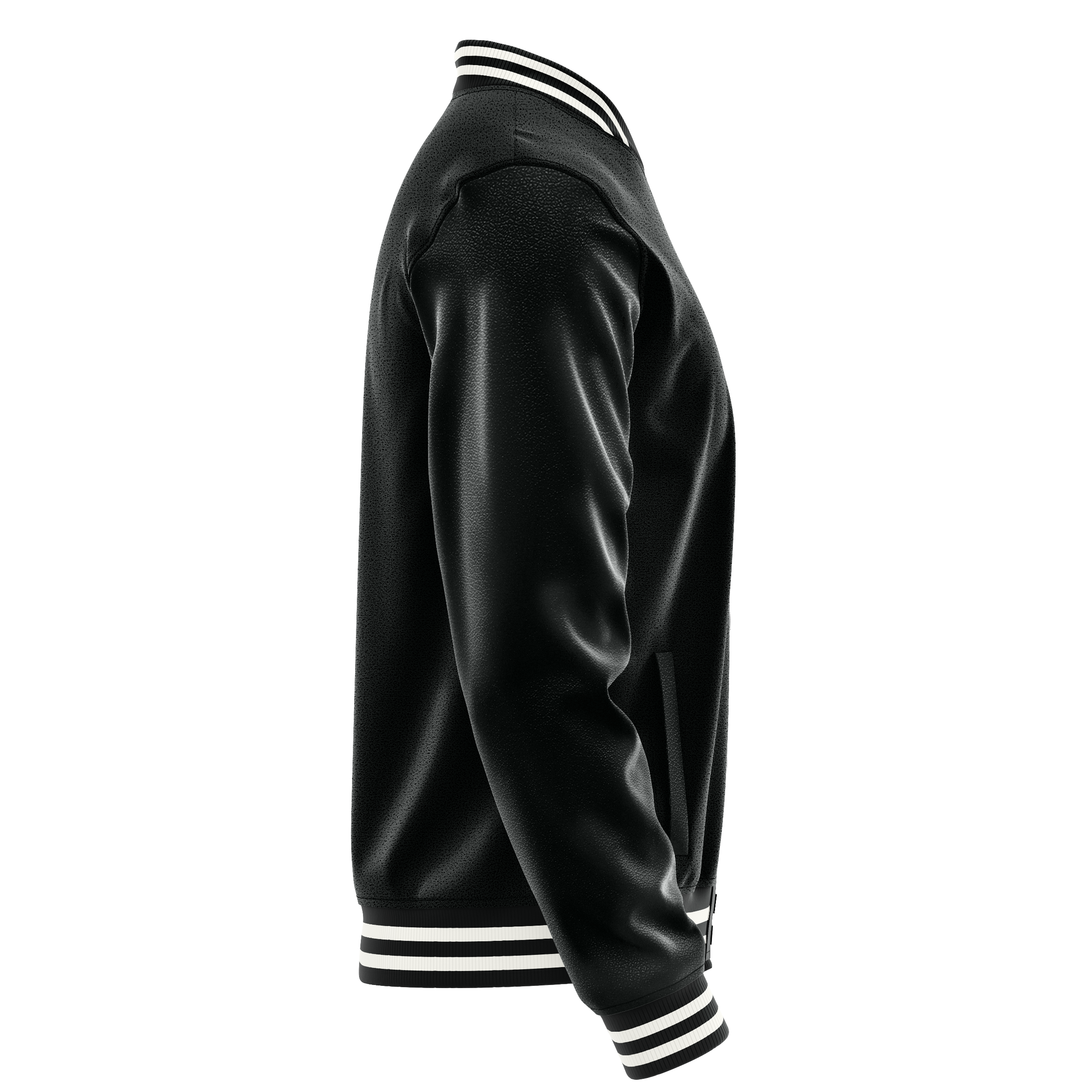 Custom Black Varsity Jacket Black Leather Sleeves JG17171718