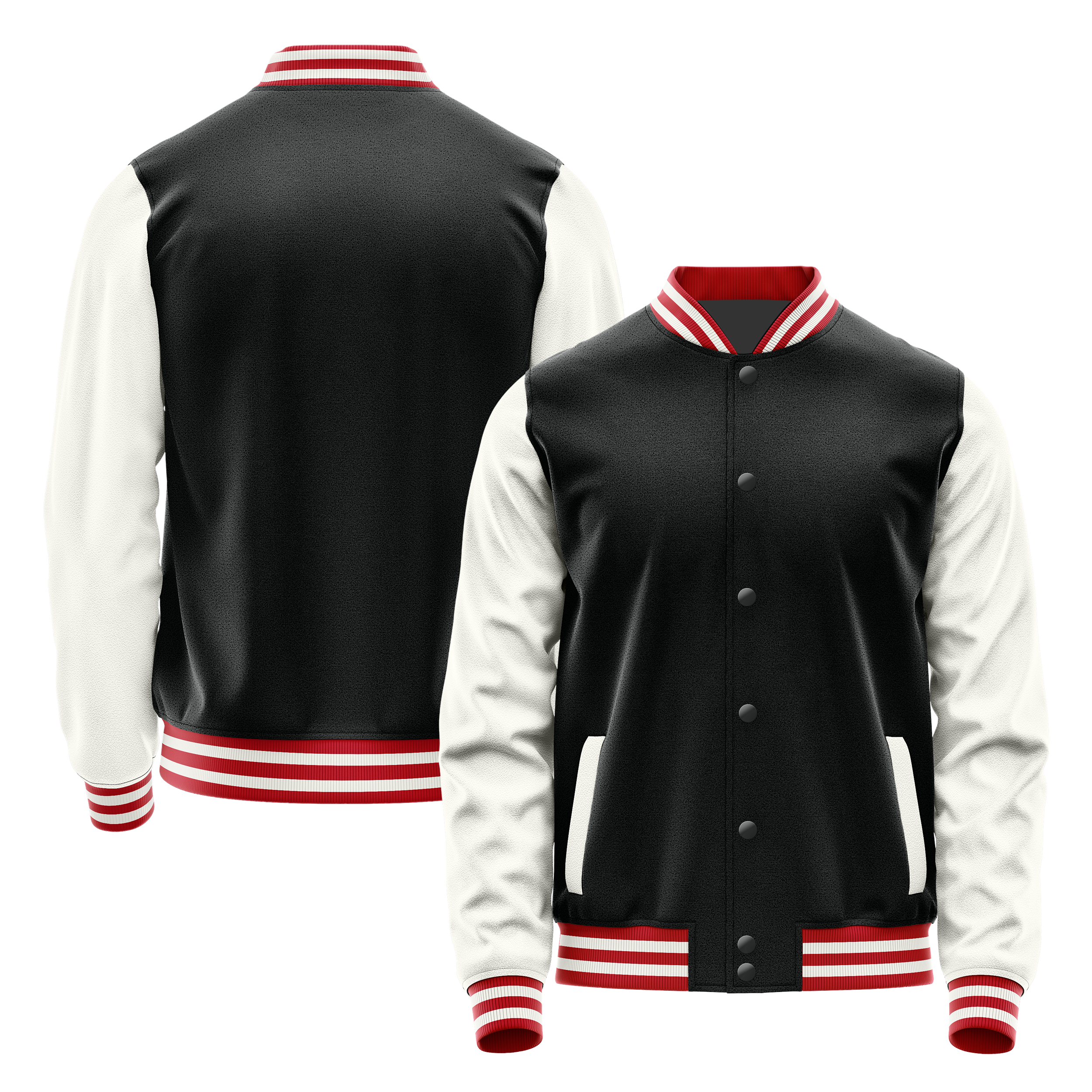 Custom Black Varsity Jacket White Leather Sleeves JG17181418