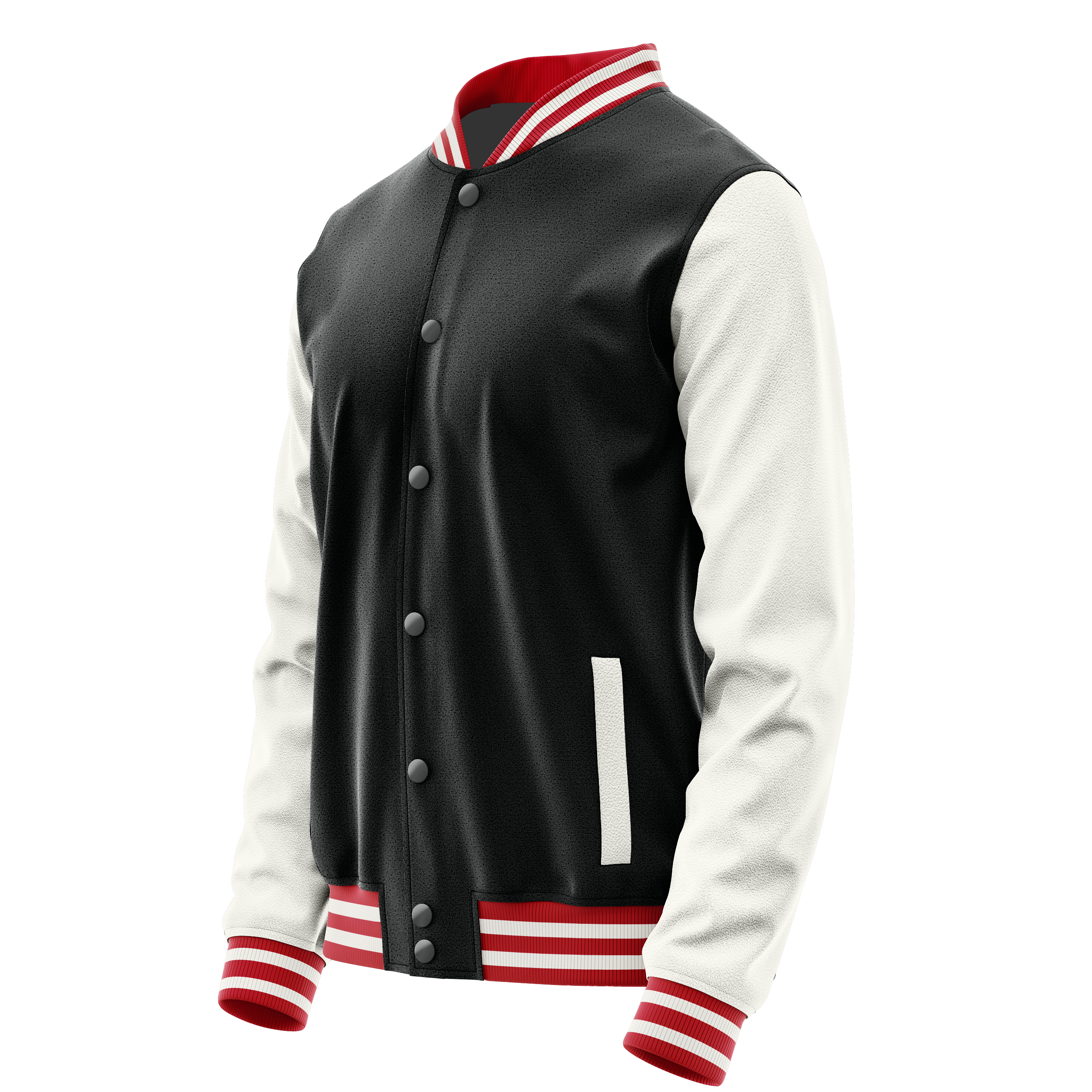 Custom Black Varsity Jacket White Leather Sleeves JG17181418