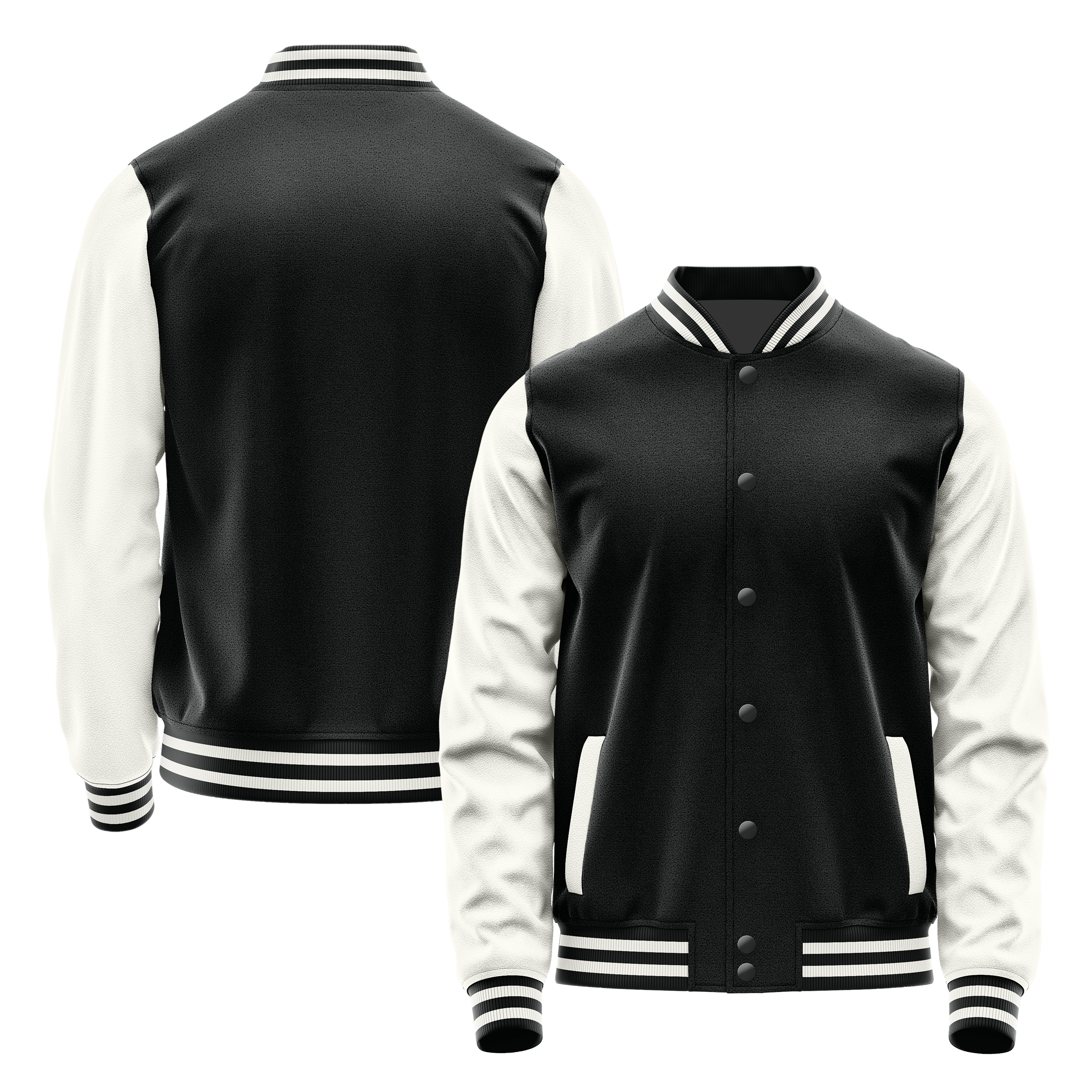 Custom Black Varsity Jacket White Leather Sleeves JG17181718