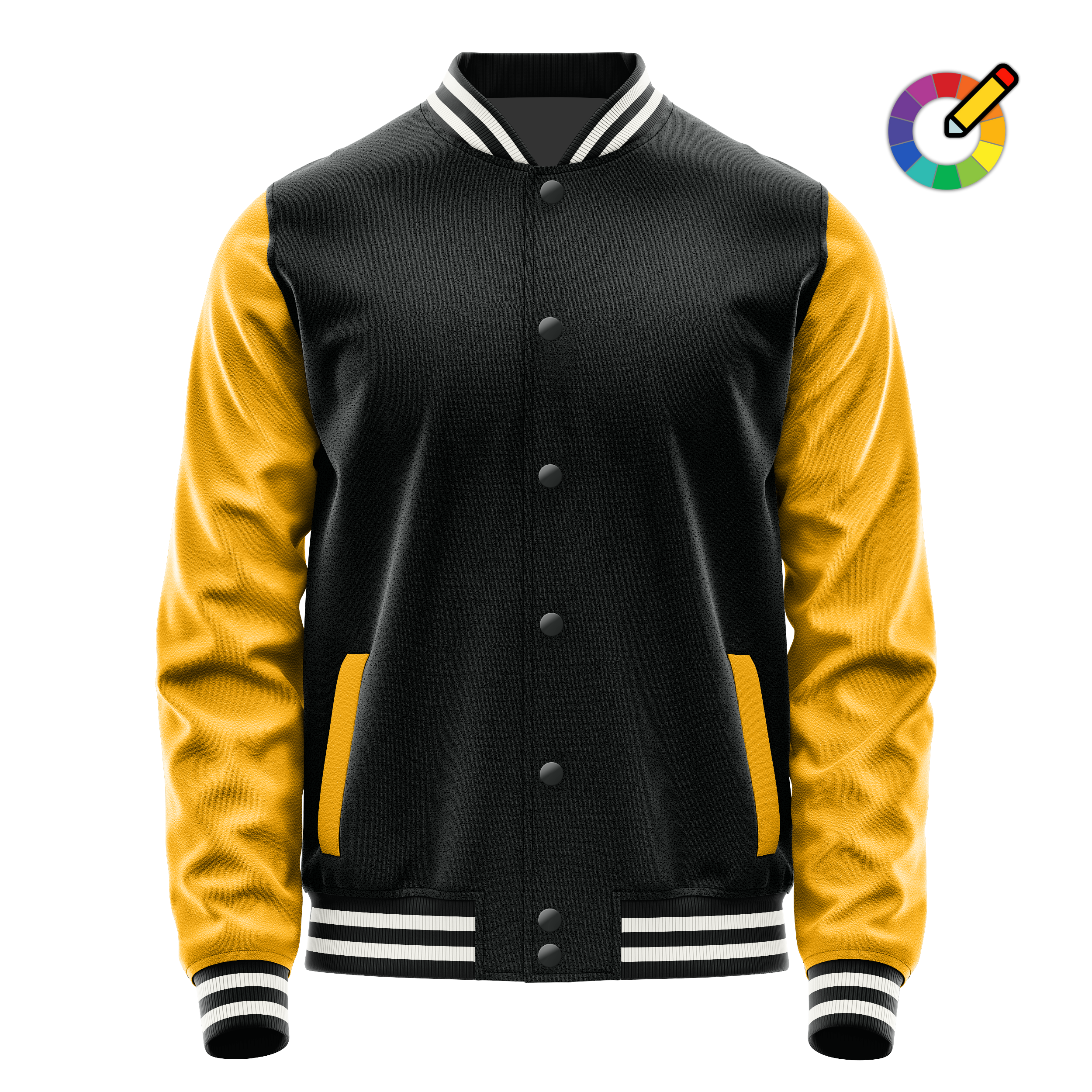 Custom Black Varsity Jacket Yellow Leather Sleeves JG17191718