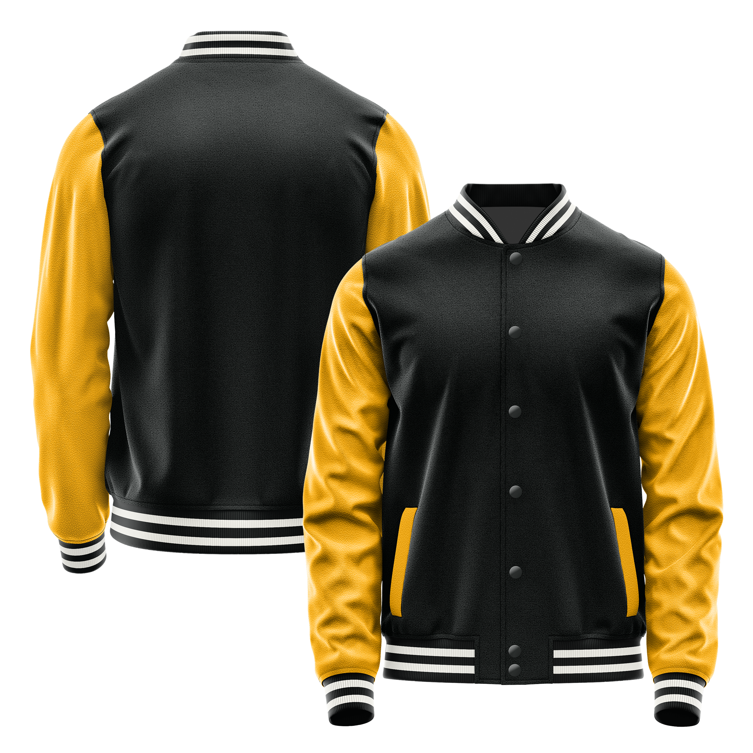 Custom Black Varsity Jacket Yellow Leather Sleeves JG17191718