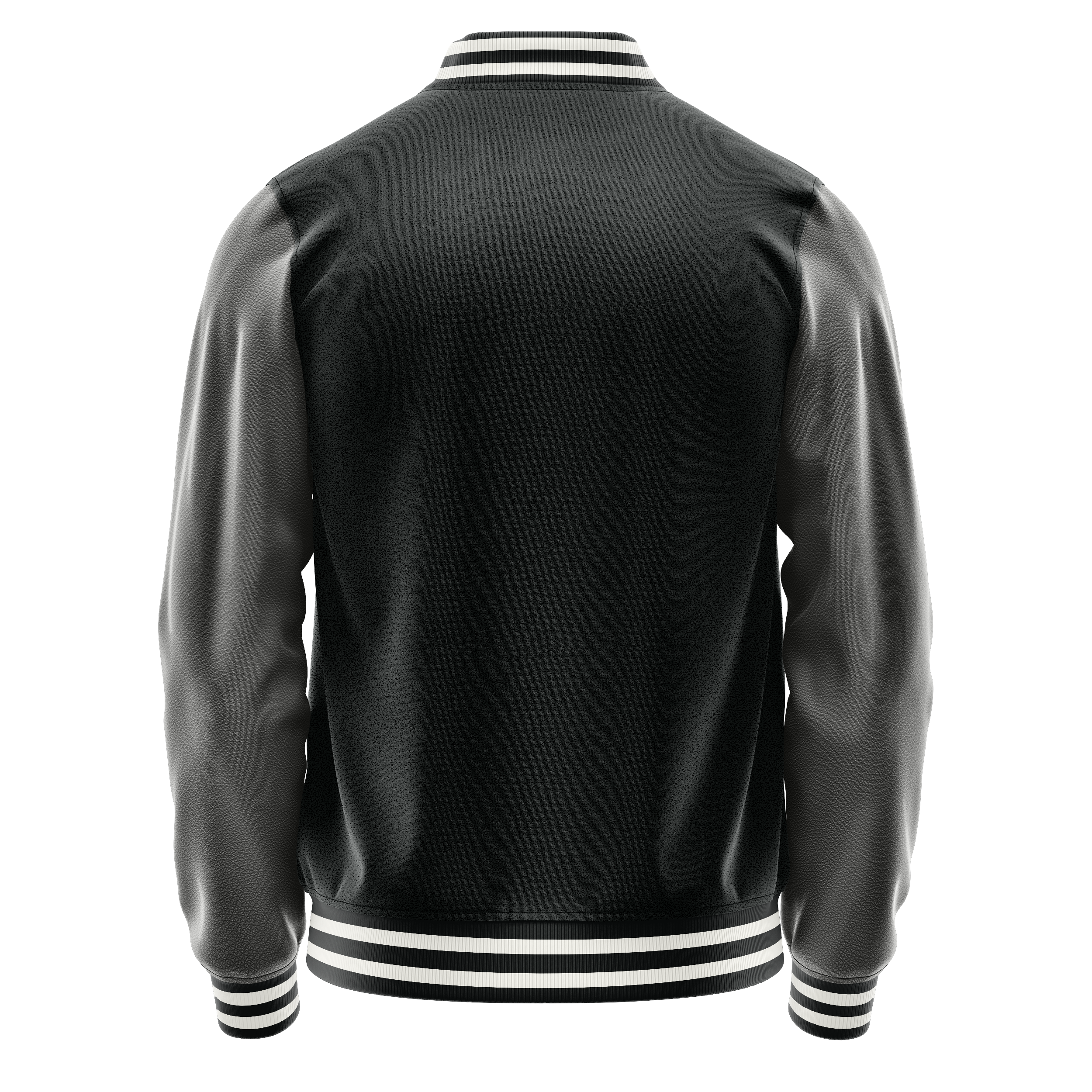 Custom Black Varsity Jacket Dark Grey Leather Sleeves JG17201718