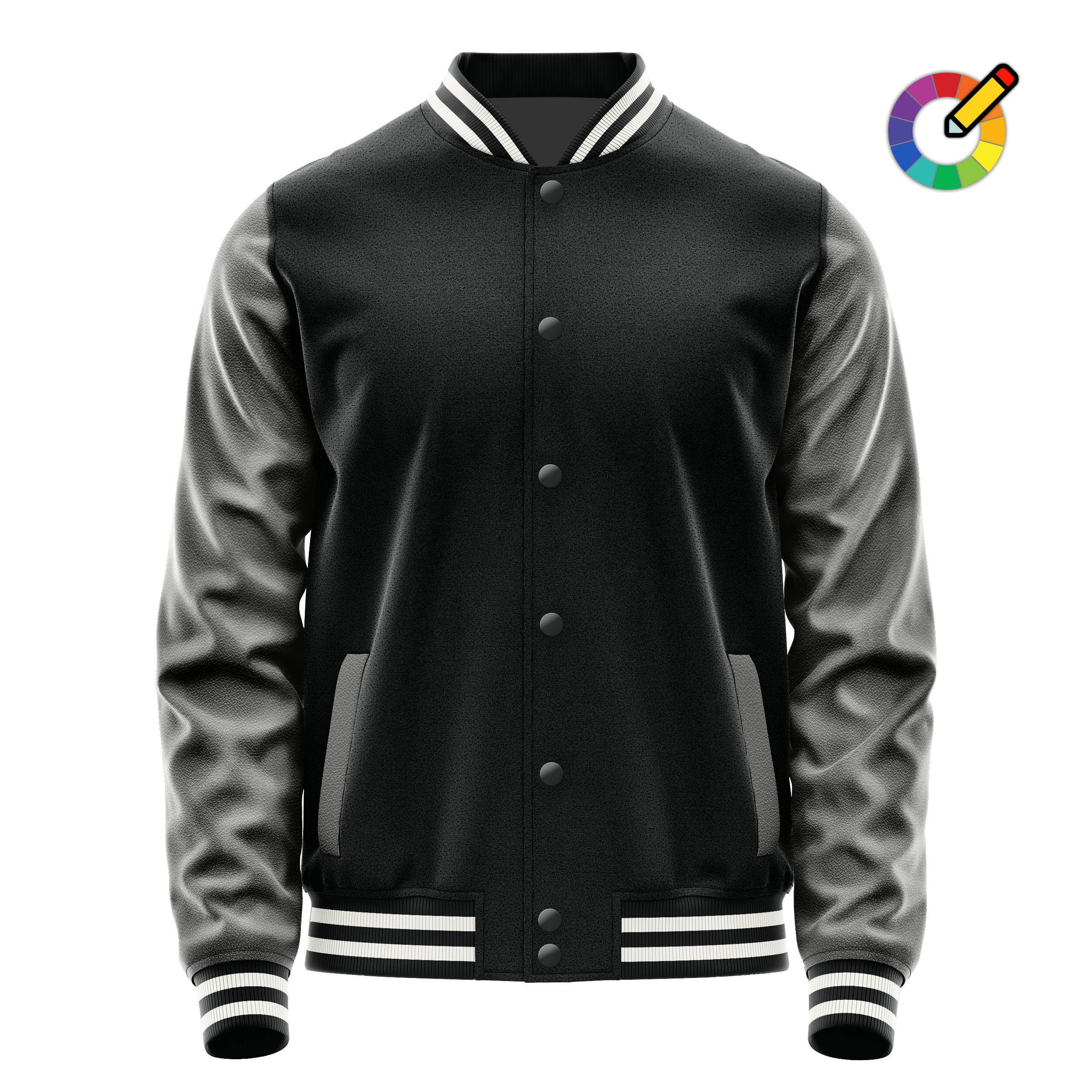 Custom Black Varsity Jacket Dark Grey Leather Sleeves JG17201718