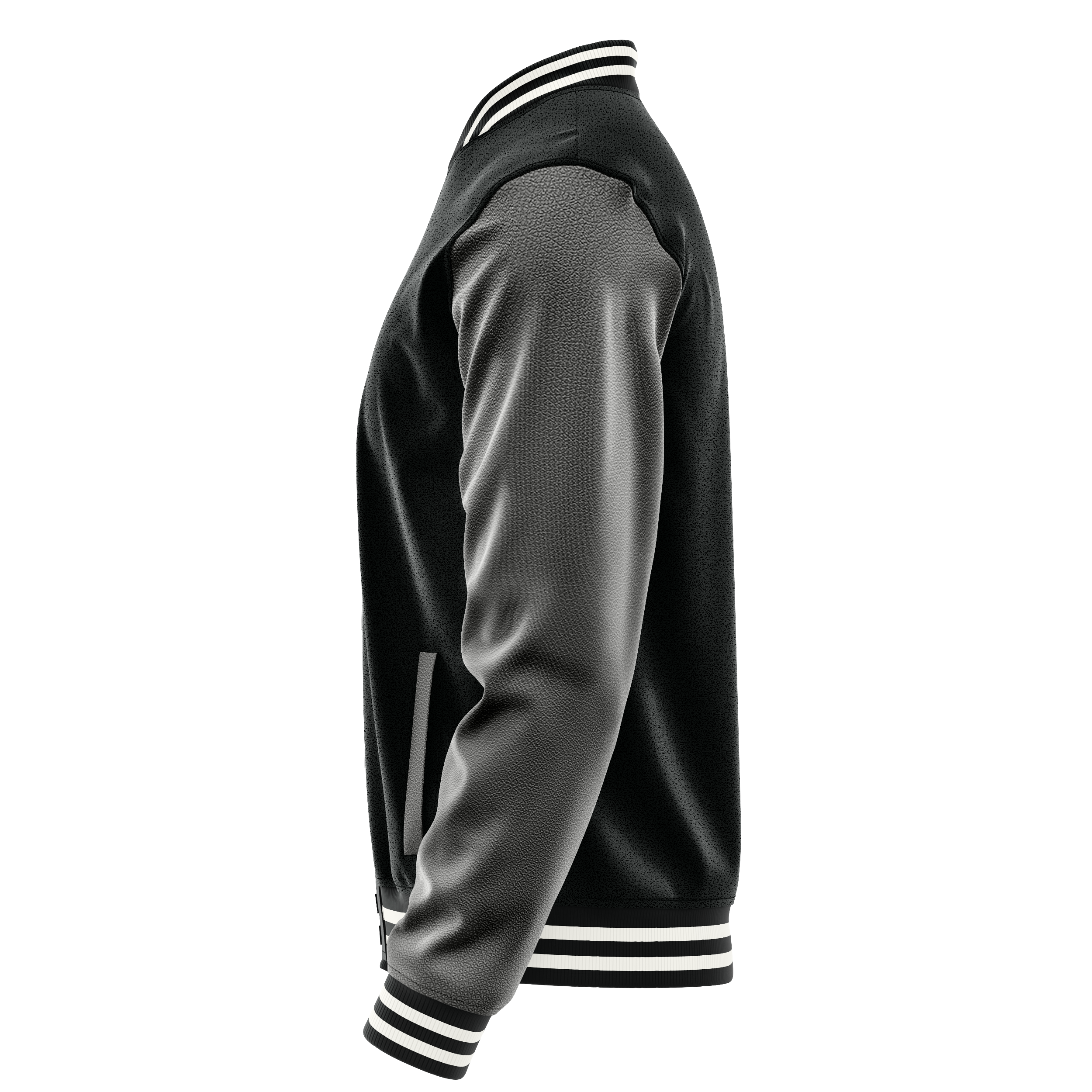 Custom Black Varsity Jacket Dark Grey Leather Sleeves JG17201718