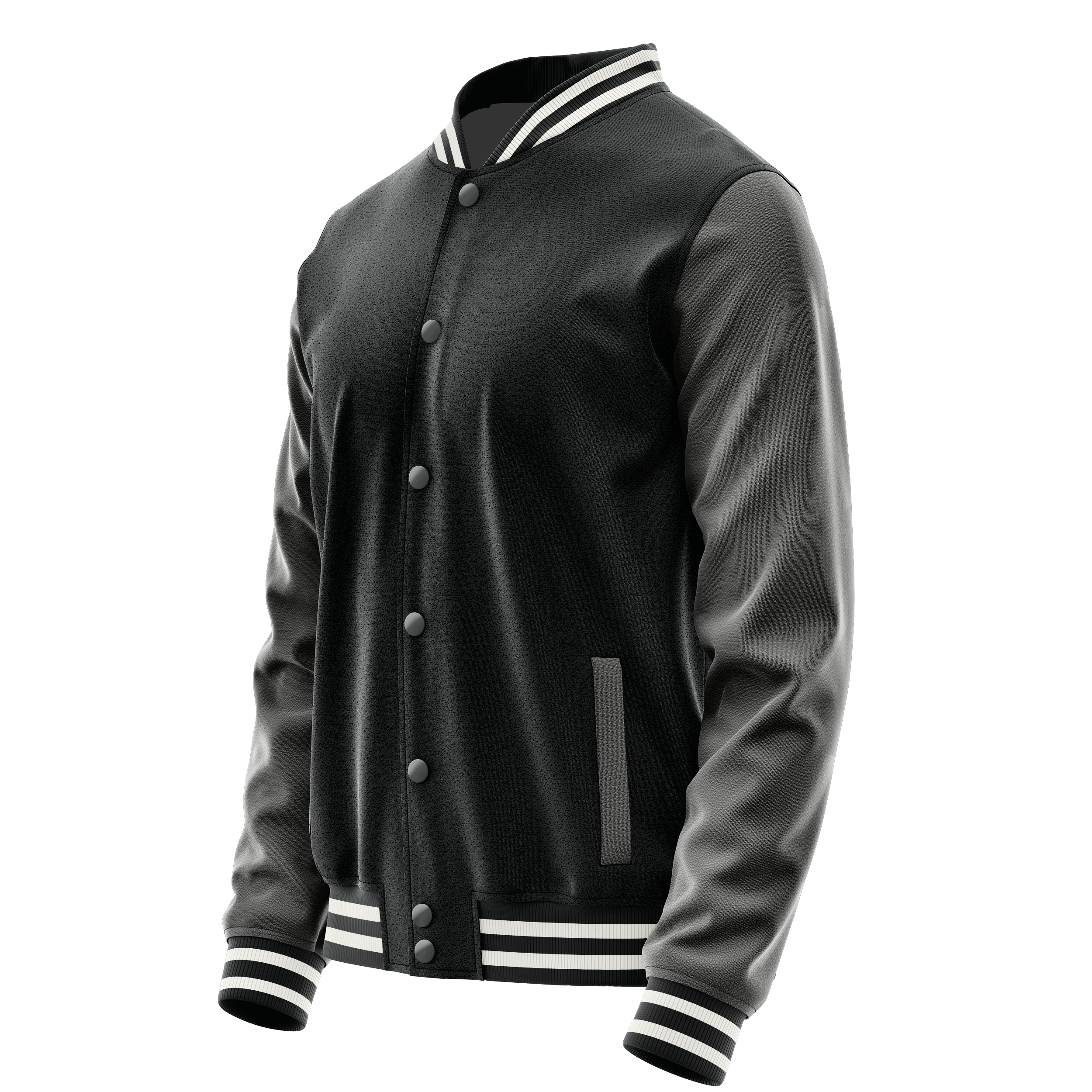 Custom Black Varsity Jacket Dark Grey Leather Sleeves JG17201718