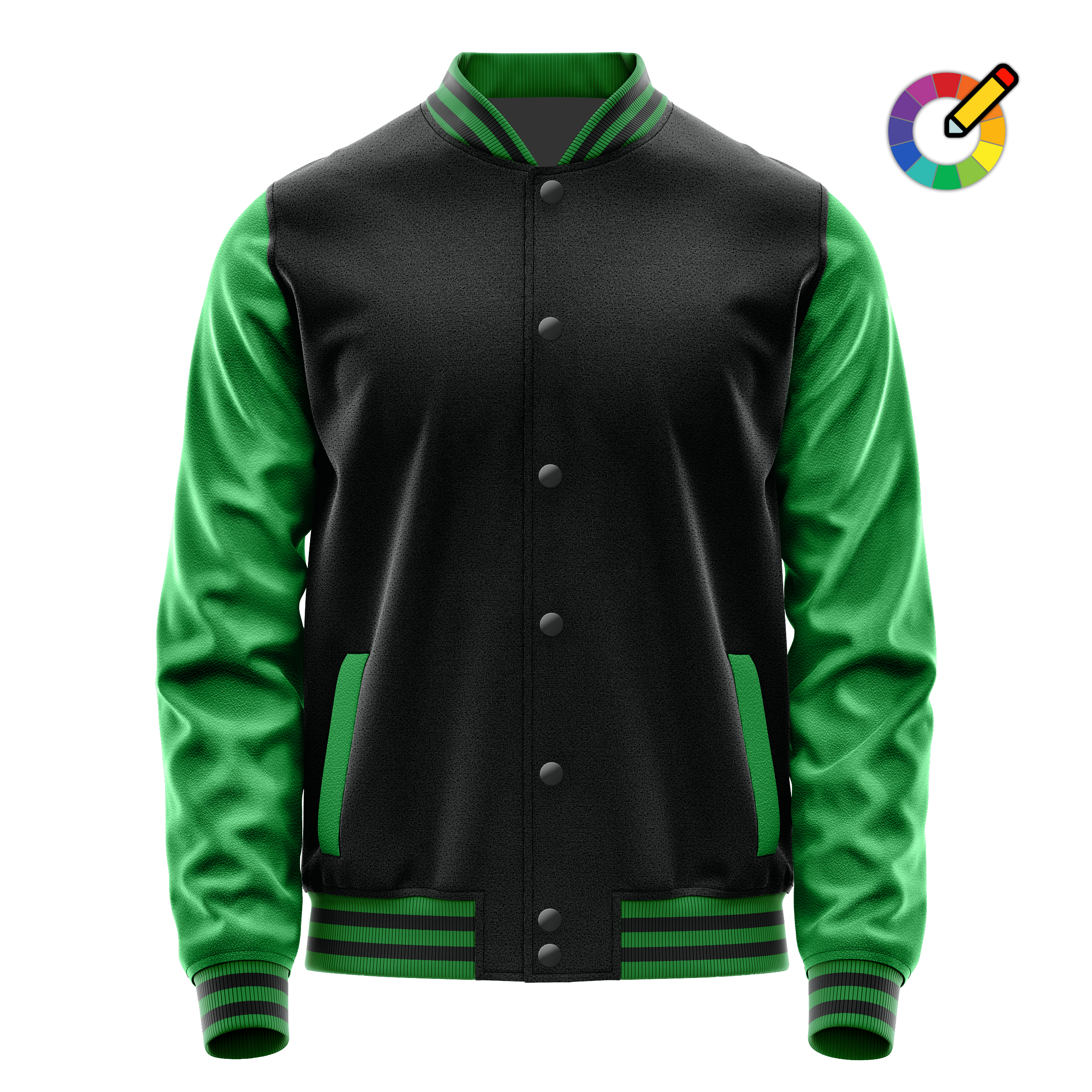 Custom Black Varsity Jacket Emerald Green Leather Sleeves JG17242417