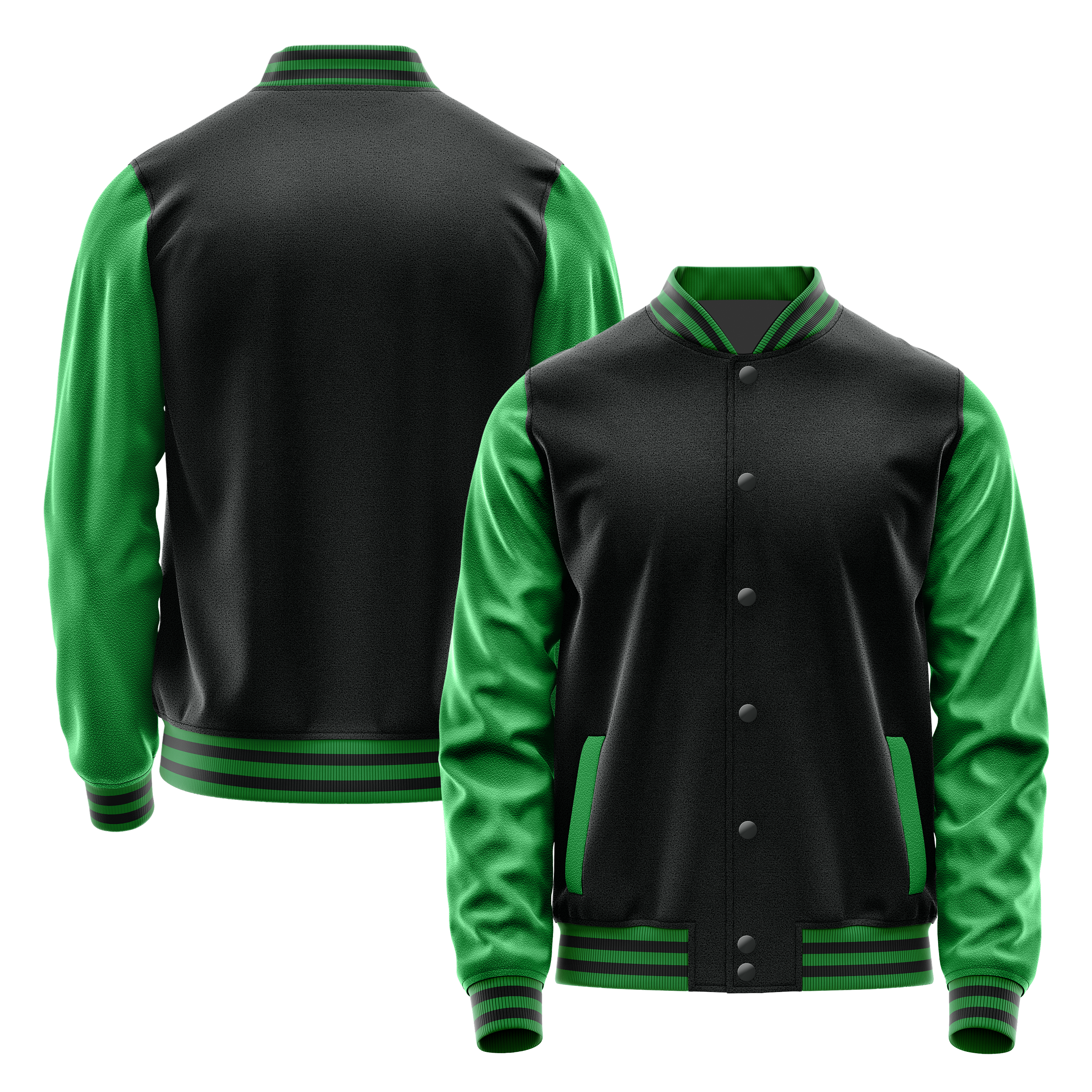 Custom Black Varsity Jacket Emerald Green Leather Sleeves JG17242417