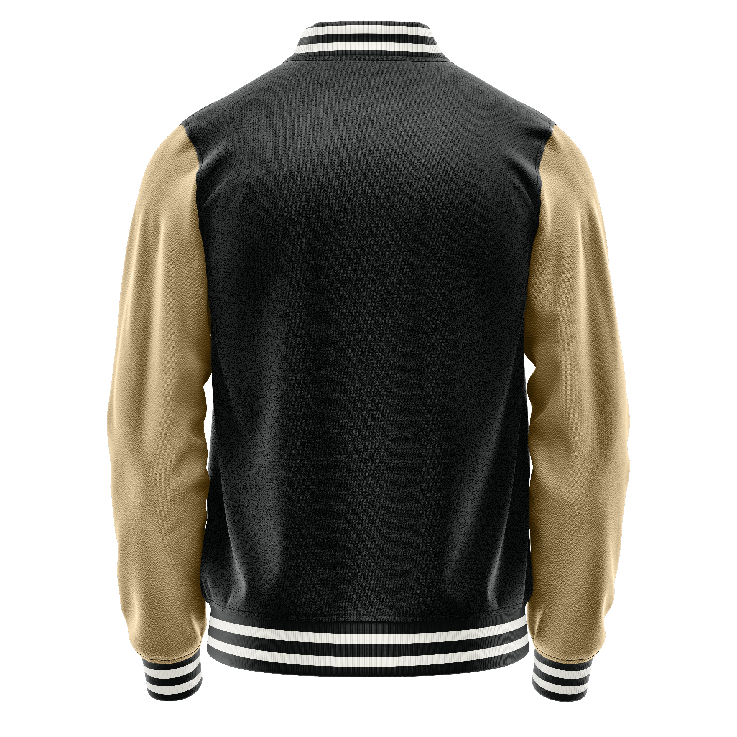 Custom Black Varsity Jacket Light Khaki Leather Sleeves JG17251718