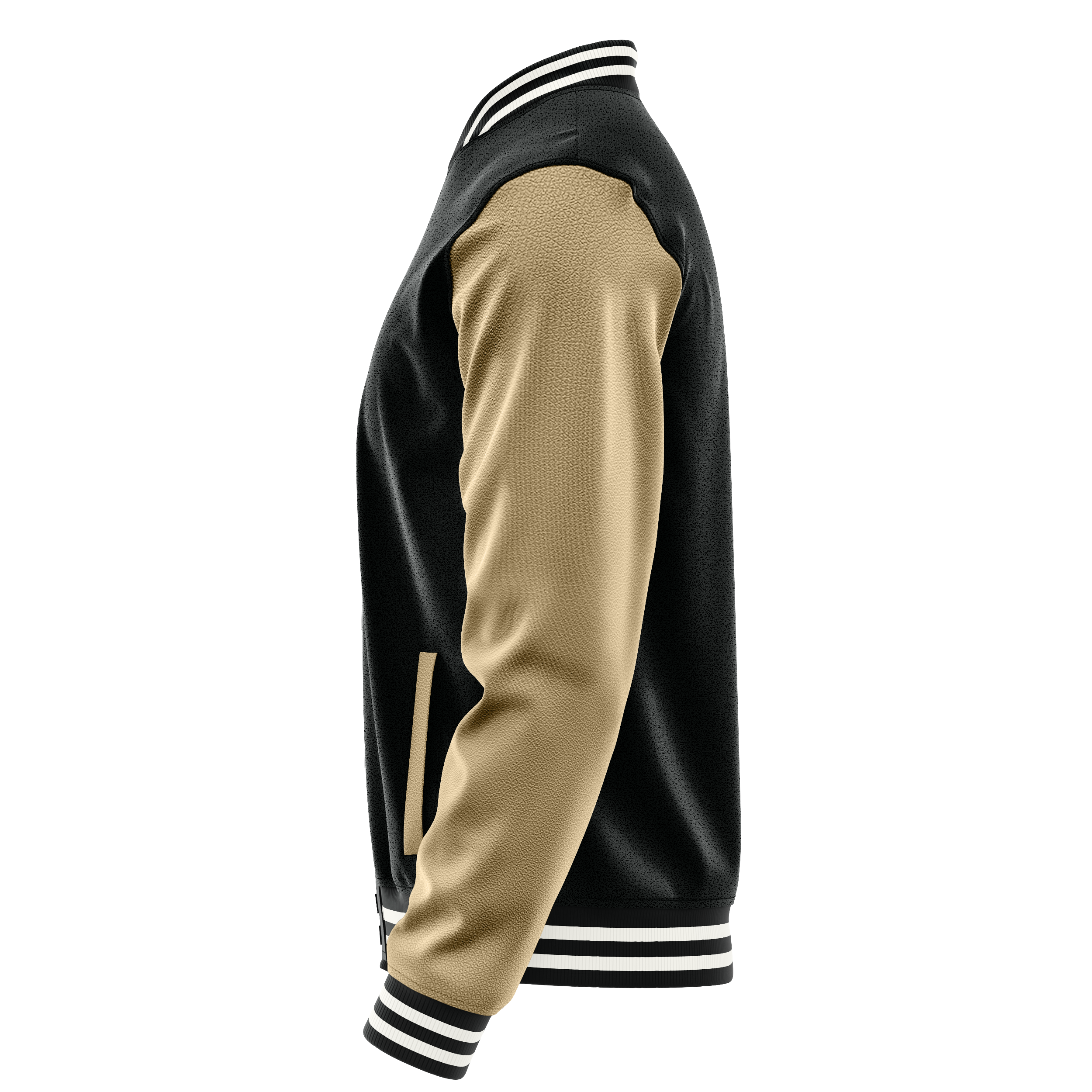 Custom Black Varsity Jacket Light Khaki Leather Sleeves JG17251718
