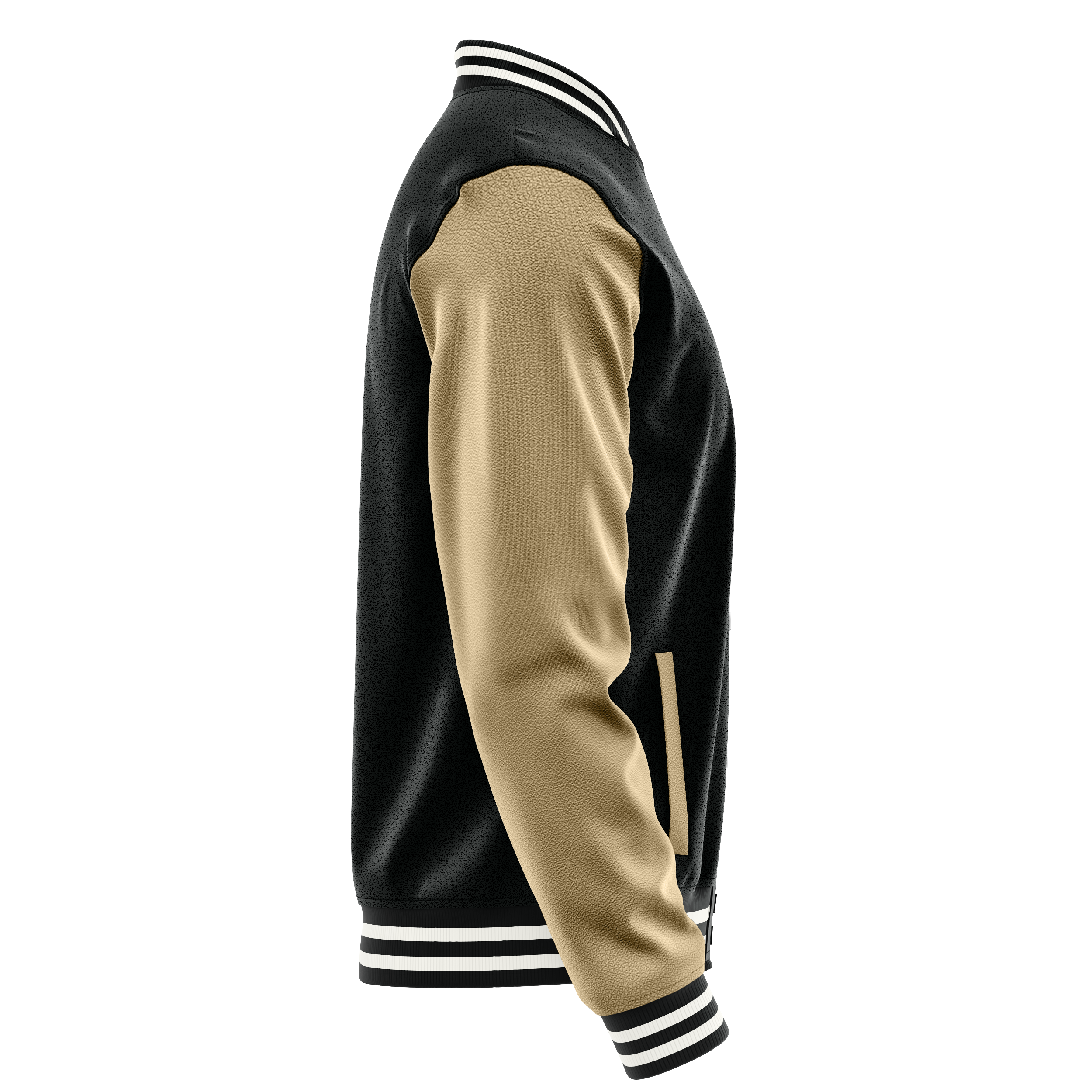 Custom Black Varsity Jacket Light Khaki Leather Sleeves JG17251718